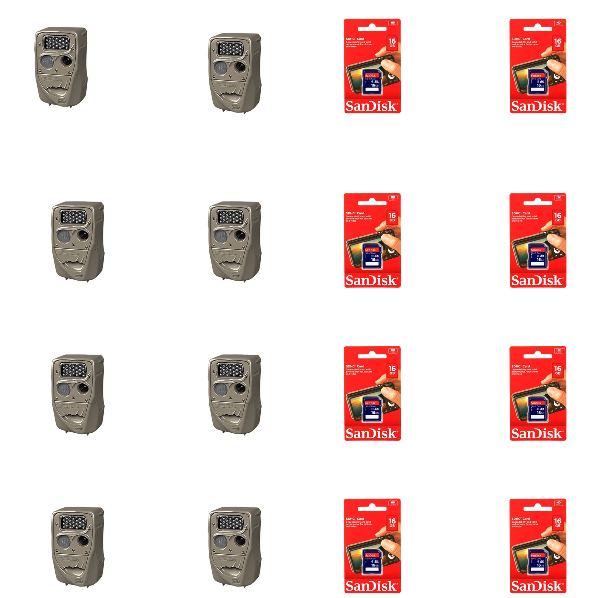 Cuddeback Black Flash Trail Camera (8 Pack) & SanDisk 16GB SD Card (8 Pack) - VMInnovations