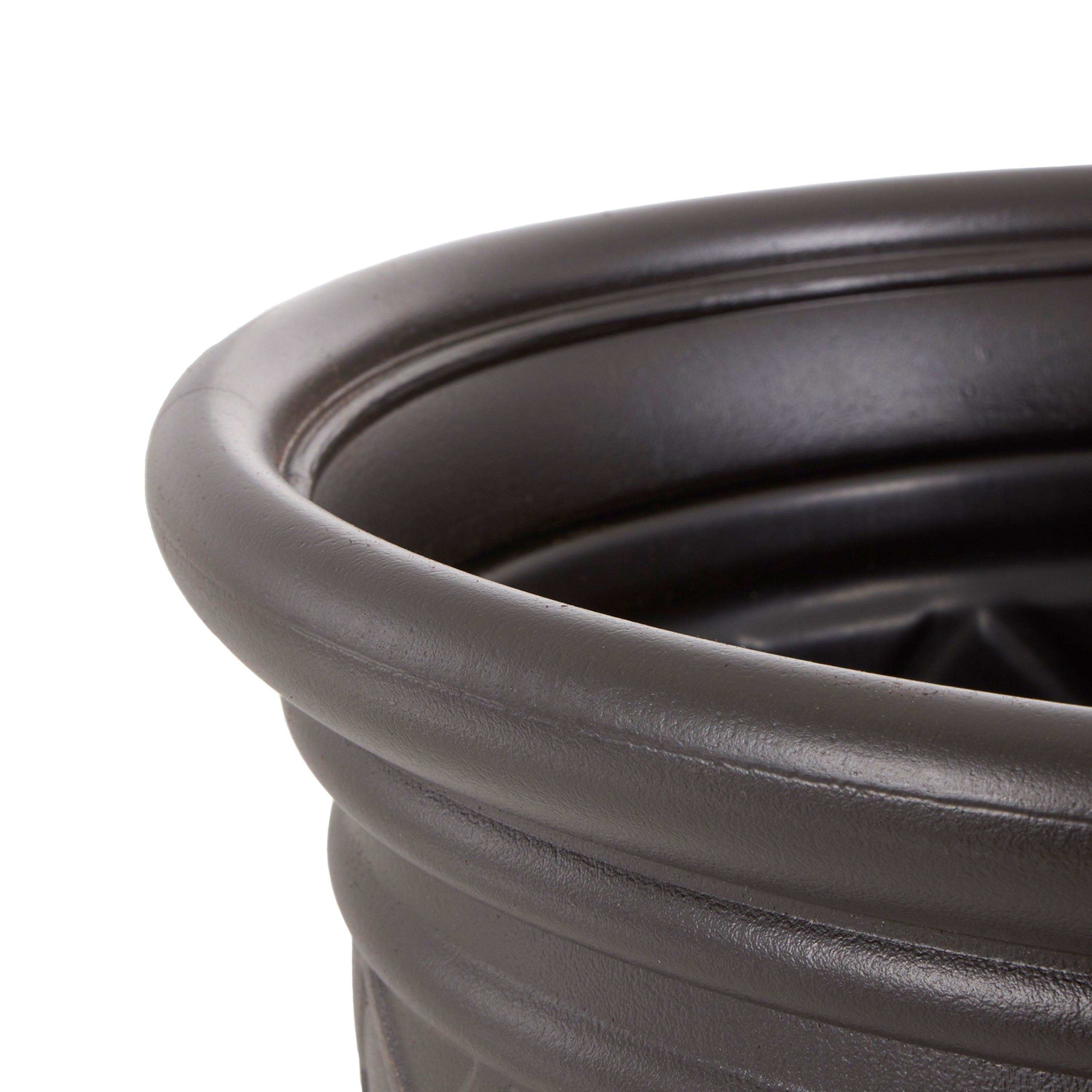 Suncast Atlin 18 Inch Resin Round Decorative Flower Pot Planter, Java (4 Pack) - VMInnovations