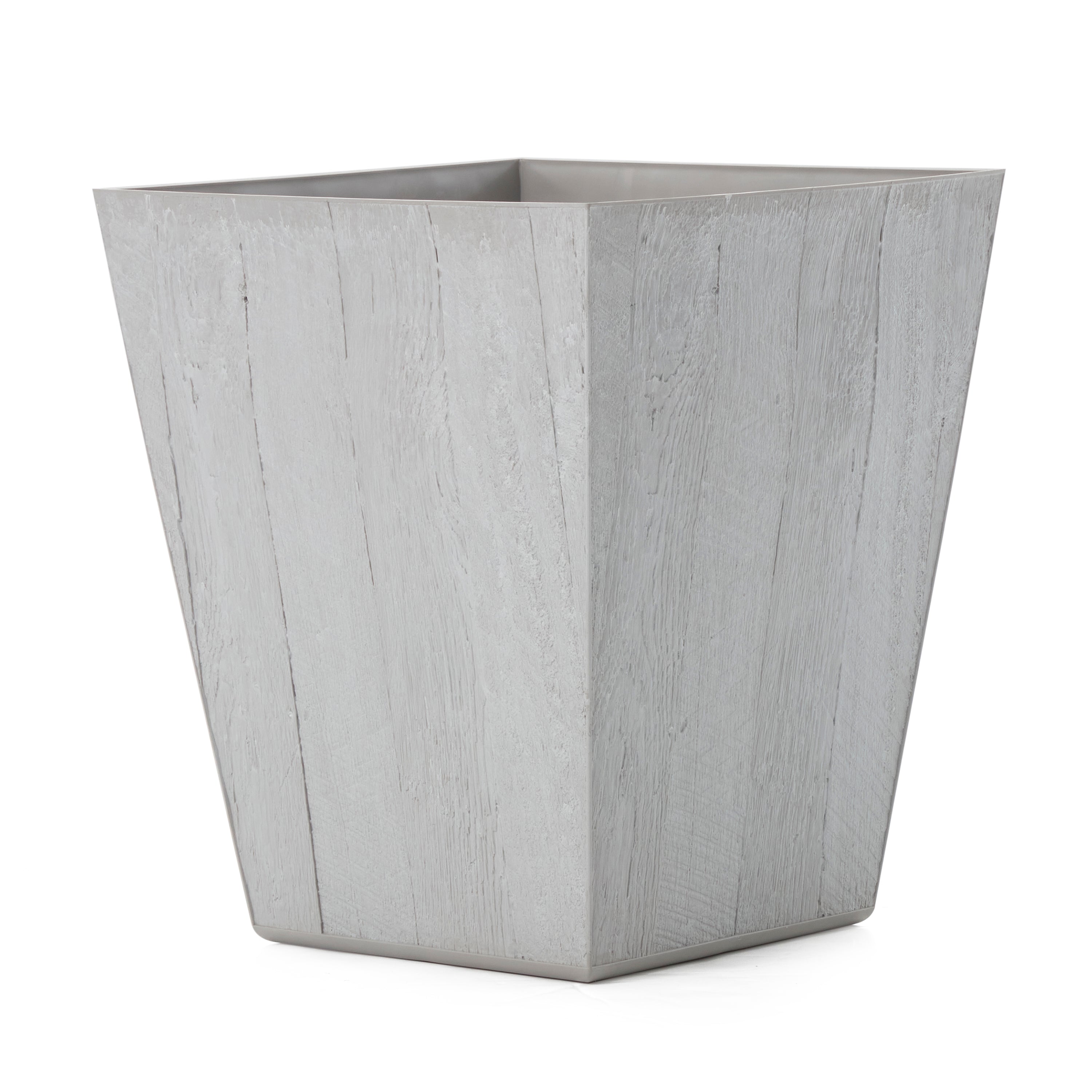 Suncast 16 Inch Farmington Decorative Rustic Wood Finish Garden Planter, White - VMInnovations