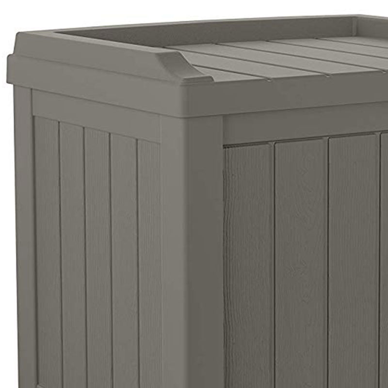 Suncast 22 Gallon Outdoor Patio Small Deck Chest Box with Storage Seat, Stone