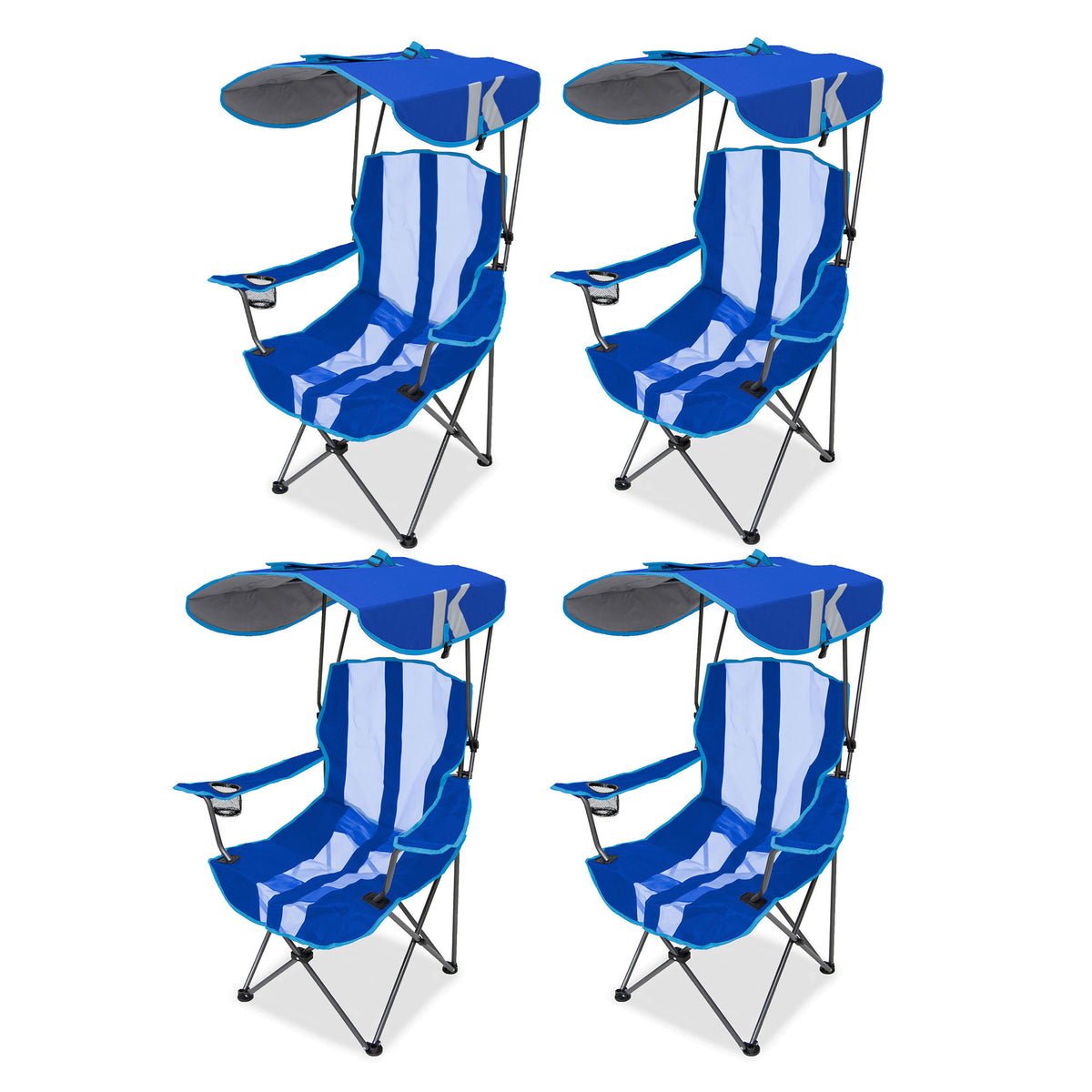 Kelsyus Premium Portable Camping Folding Lawn Chair with Canopy, Navy (4 Pack)