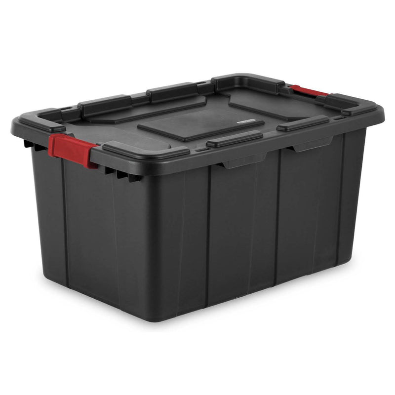 Sterilite 27 Gallon Durable Rugged Industrial Totes with Red Latches, 12 Pack