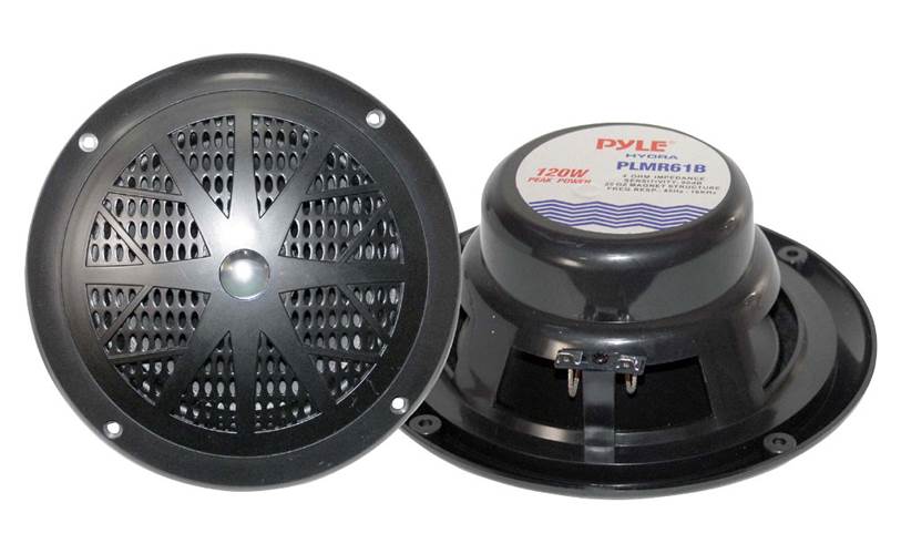2) NEW PYLE PLMR61B 6.5" 120W Marine/Boat Dual Cone Waterproof Speakers PAIR