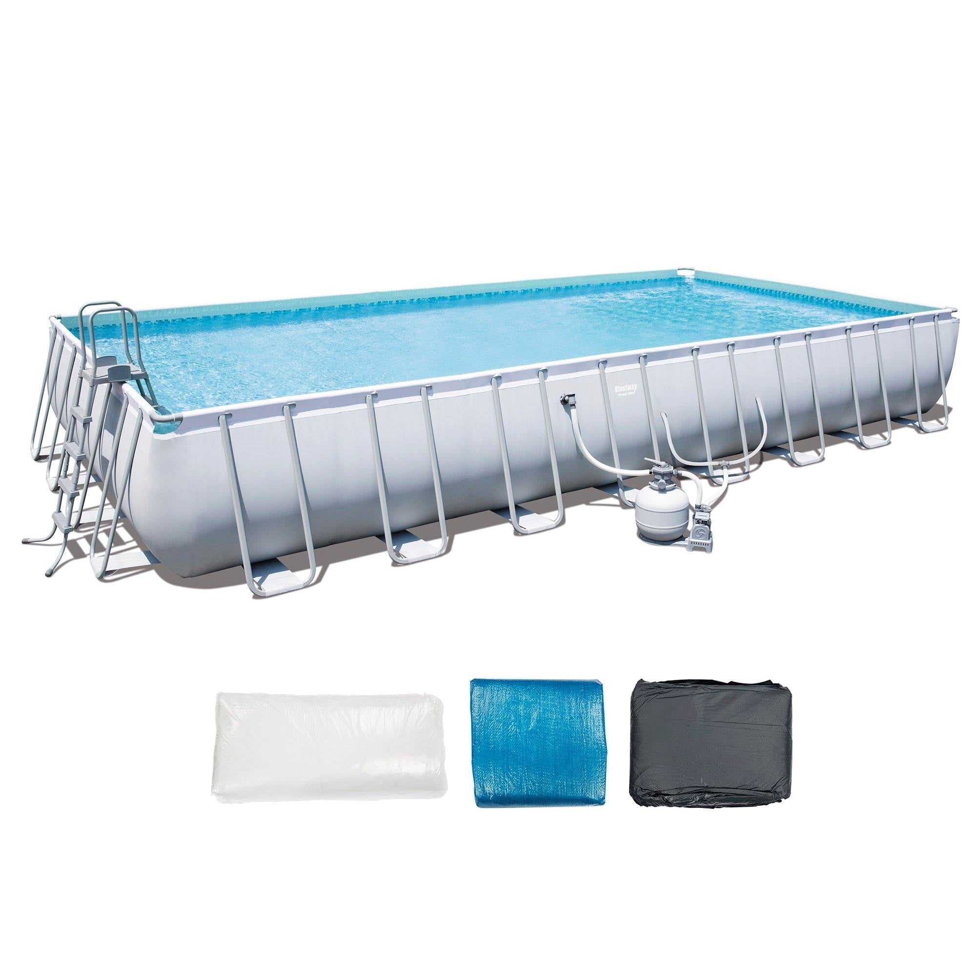 Bestway 31.3ft x 16ft x 52in Above Ground Pool Set with Pump and Surface Skimmer - VMInnovations