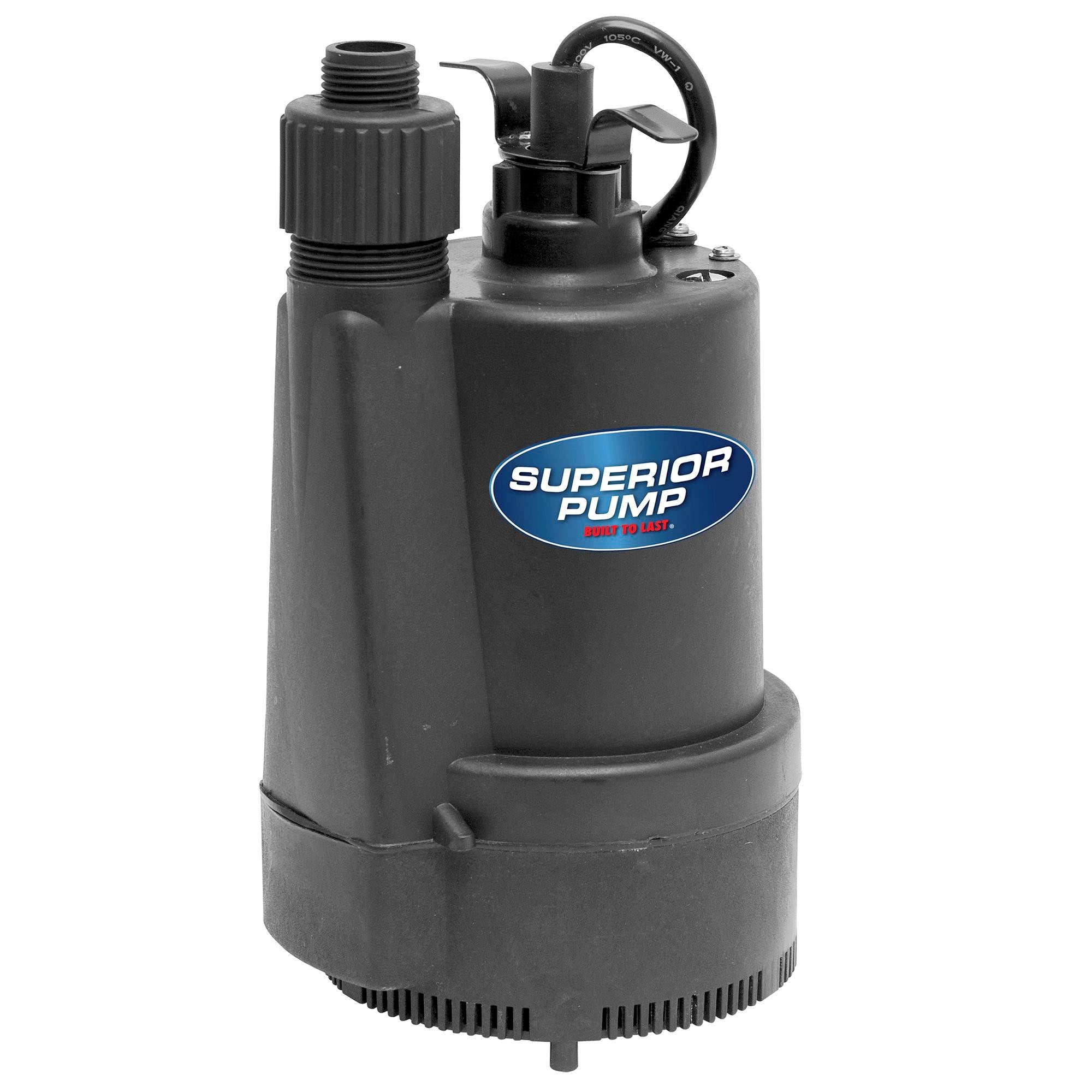 Superior Pump 91330 1/3 HP Thermoplastic Utility Pump With Garden Hose Adapter