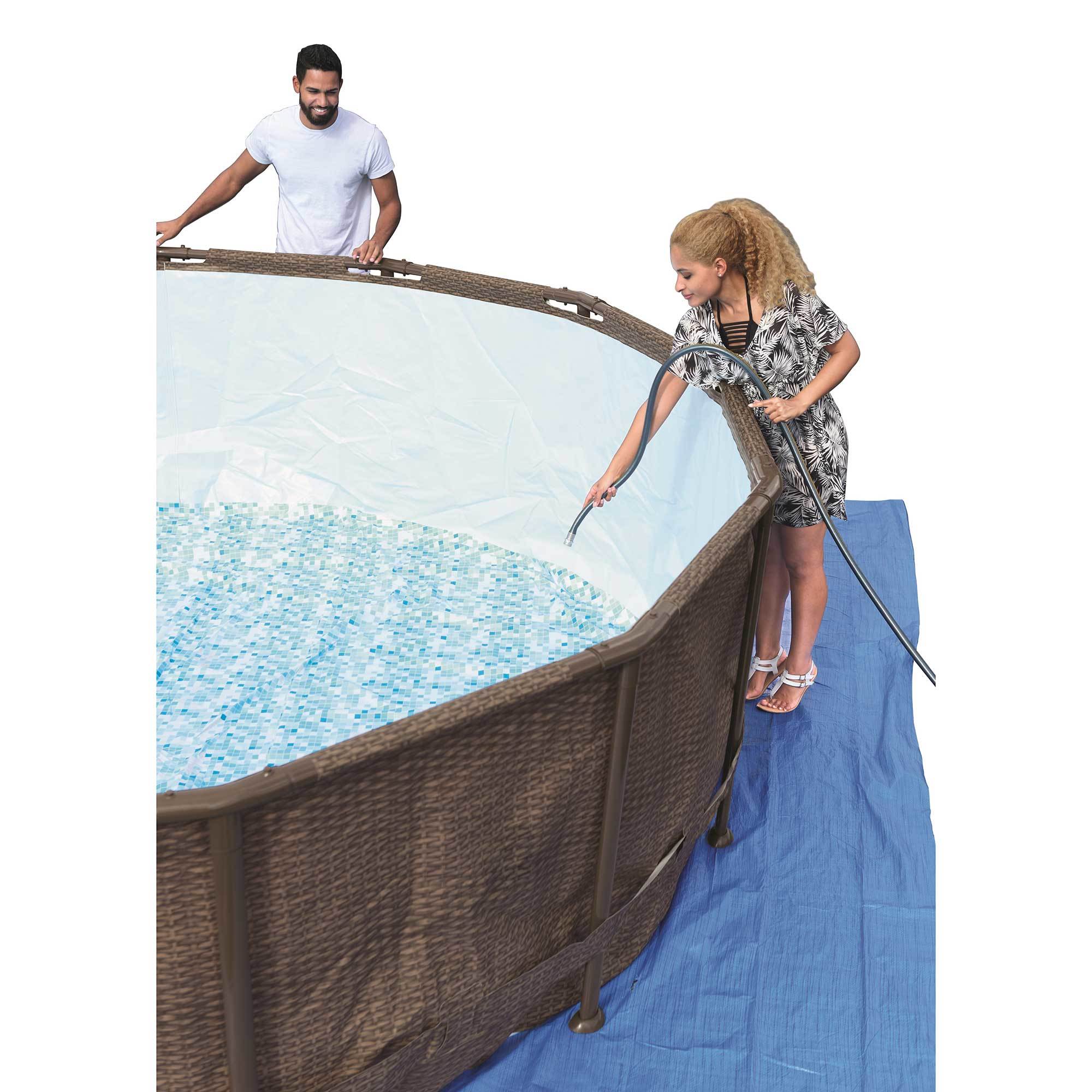 Bestway 16ft x 48in Power Steel Swimming Pool Set w/ Vacuum & Maintenance Kit