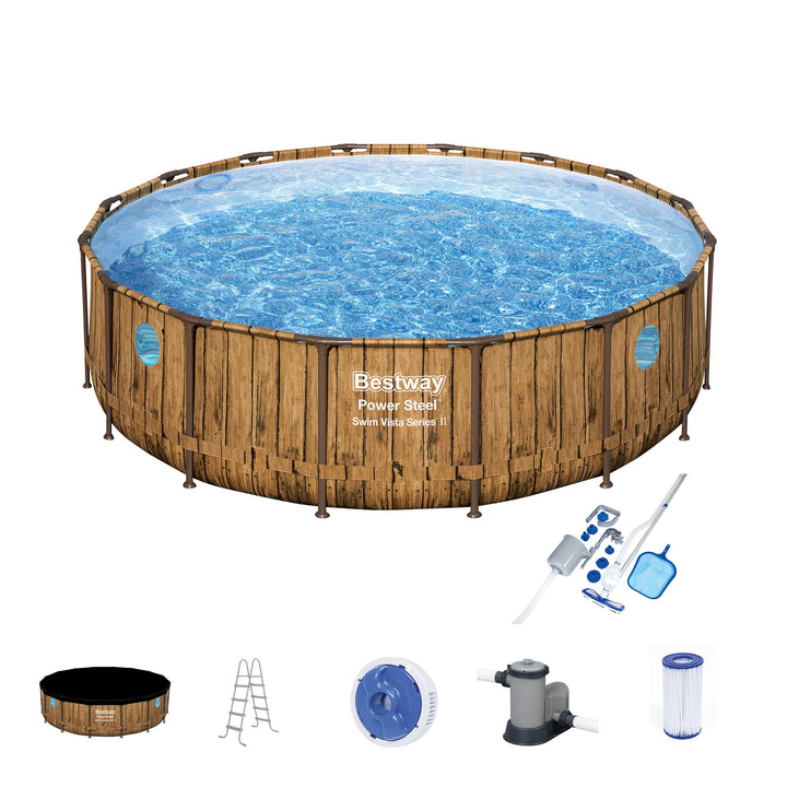 Bestway 16ft x 16ft x 48in Power Vista Pool Set w/ Vacuum & Maintenance Kit - VMInnovations