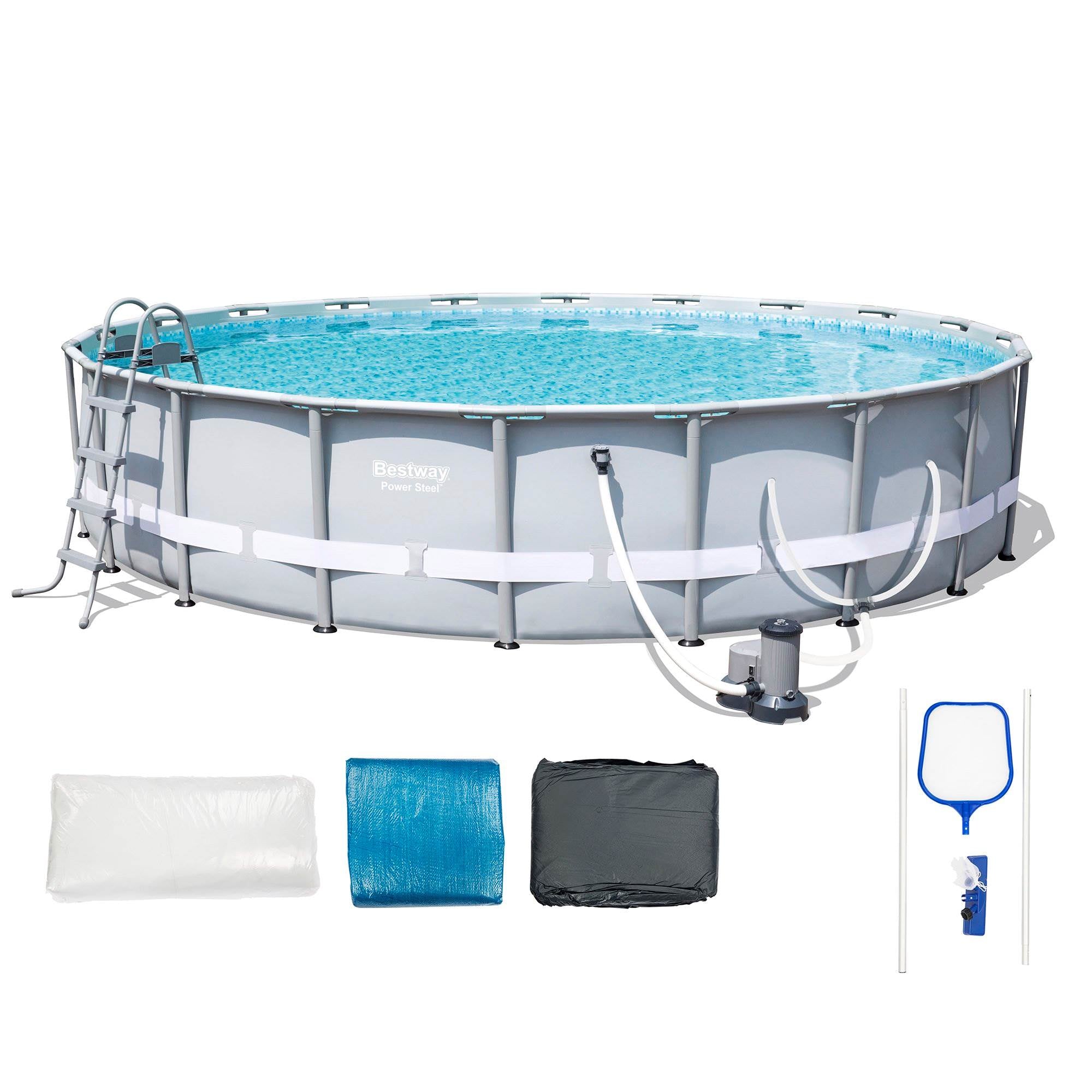 Bestway Steel 20ft x 48in Above Ground Swimming Pool & Pump & Surface Skimmer - VMInnovations