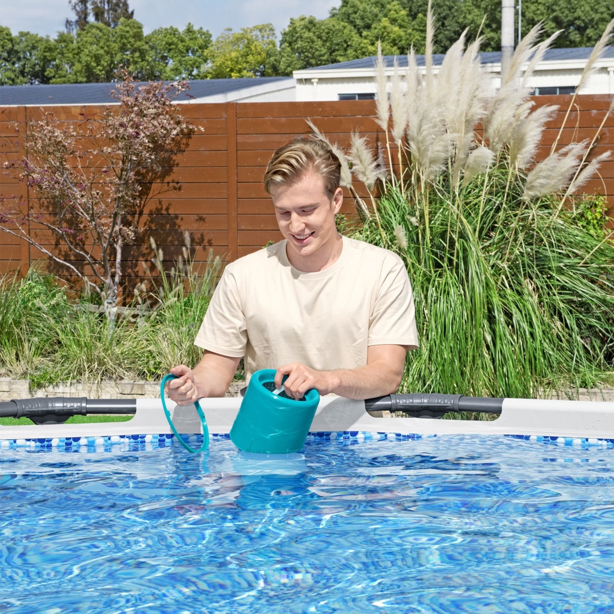 Bestway 18 Ft x 48 Inch Steel Pro Round Frame Above Ground Pool Set with Skimmer