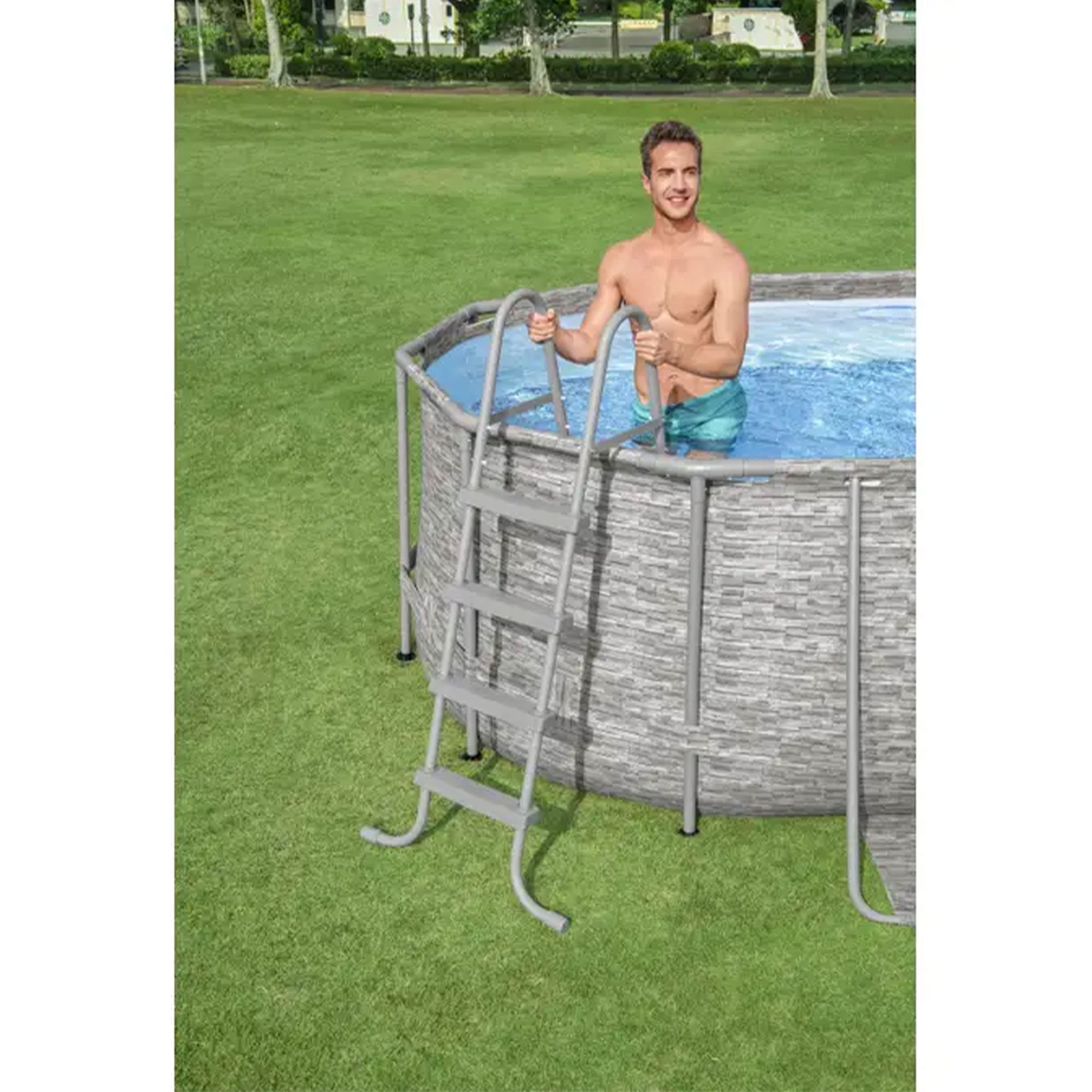 Bestway Power Steel Swim Vista 18ft x 9ft x 48in Above Ground Swimming Pool Set - VMInnovations