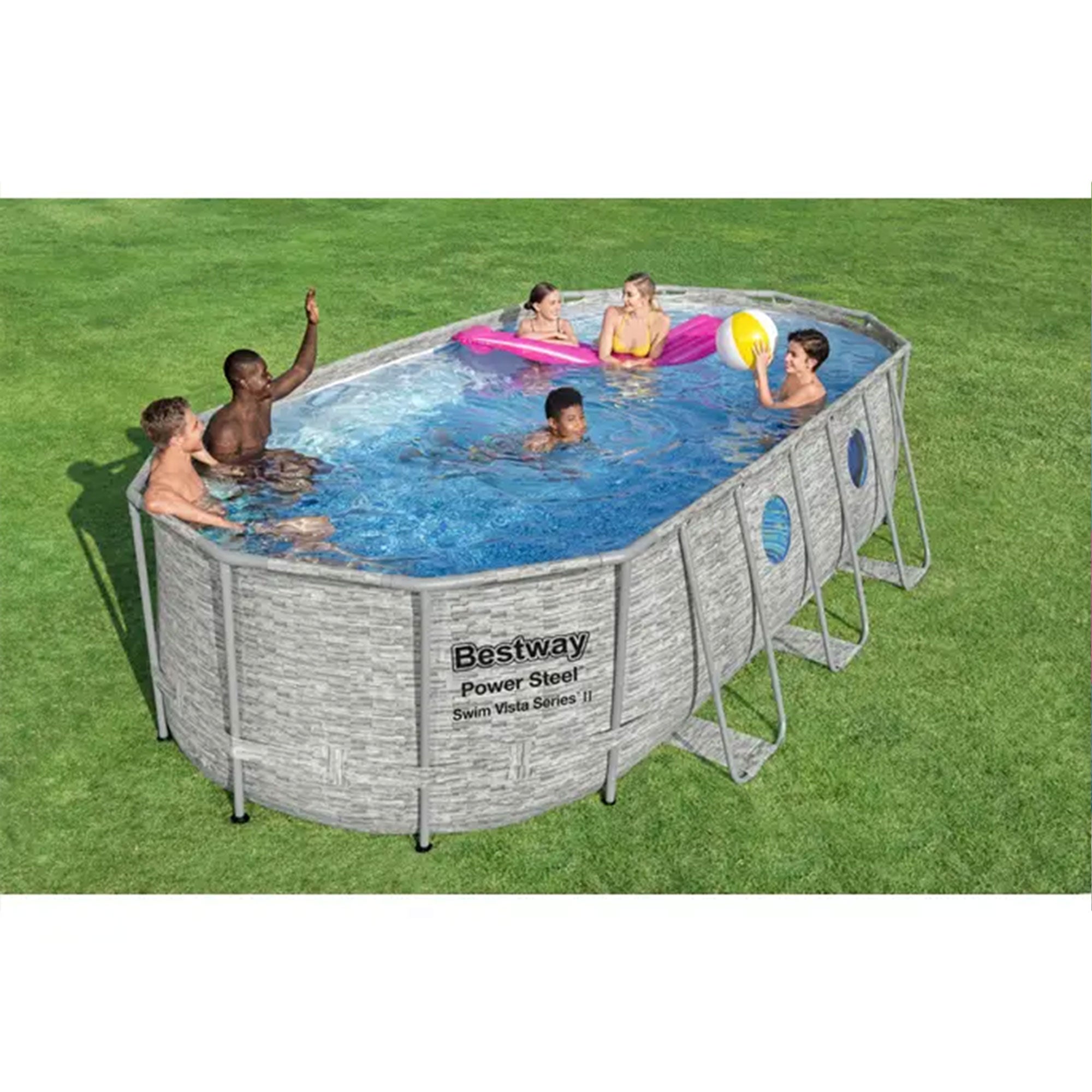 Bestway Power Steel Swim Vista 18ft x 9ft x 48in Above Ground Swimming Pool Set - VMInnovations