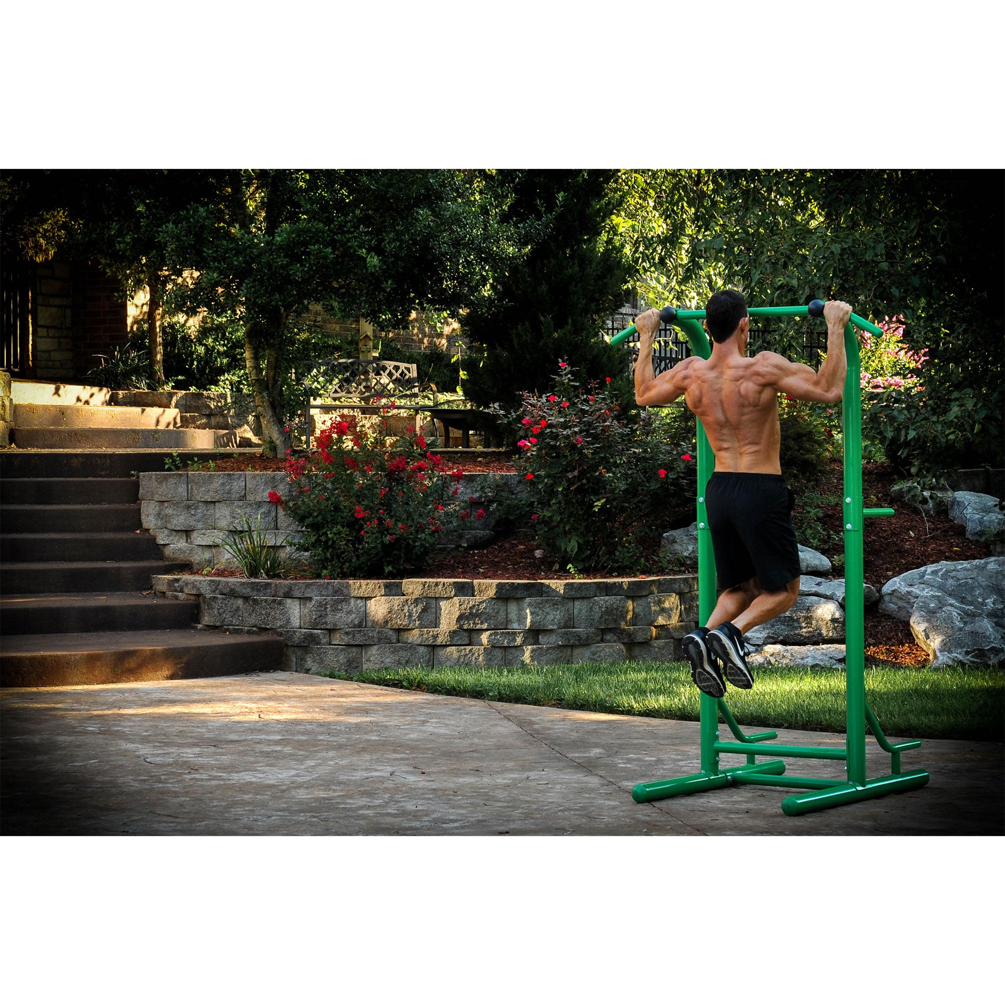 Stamina Products Steel Multi Use Outdoor Fitness Power Tower, Green (Open Box) - VMInnovations