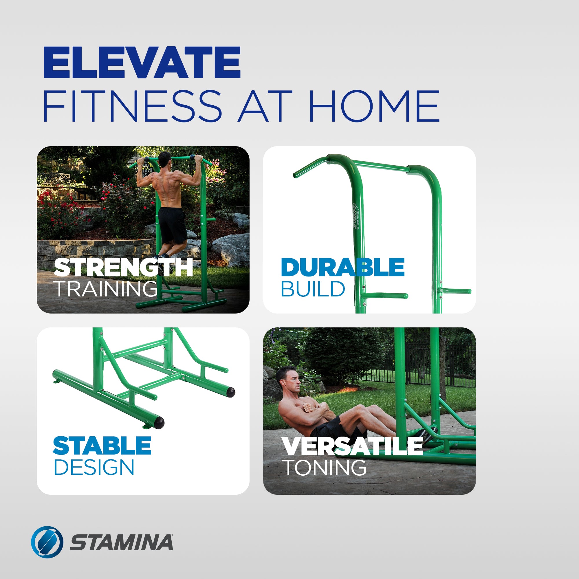 Stamina Products Outdoor Fitness Multi Use Strength Training Power Tower, Green