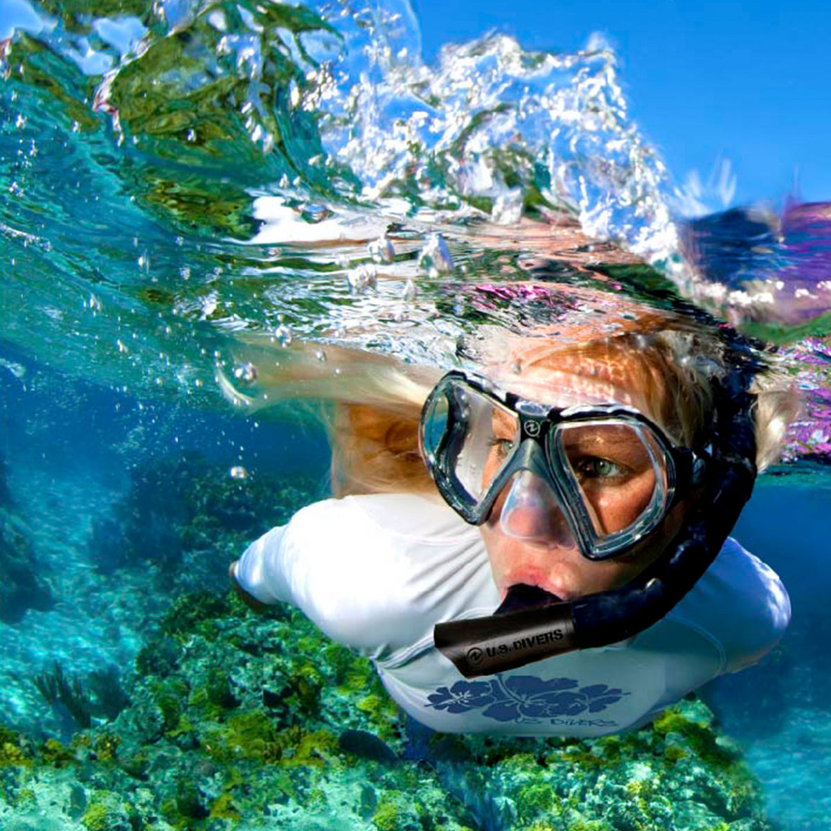 U.S. Divers Icon Mask and Snorkel Set for Adults (One Size Fits Most) (Open Box)