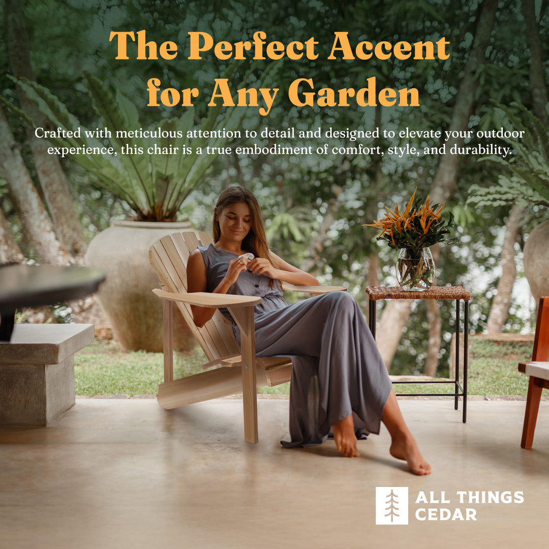 All Things Cedar Athena Adirondack Cedar Outdoor Patio Chair with Wide Arm Rest - VMInnovations