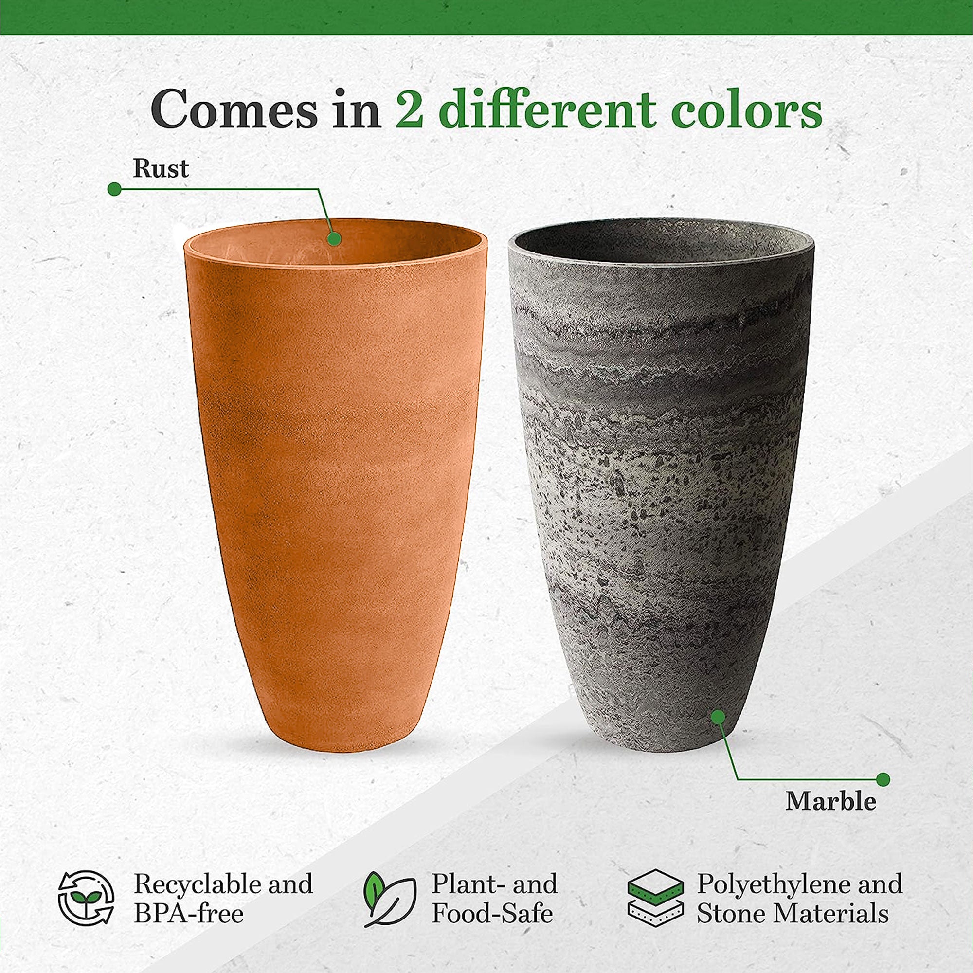 Algreen Acerra Weather Resistant Recycled Composite Vase Planter Pot, Rust(Used) - VMInnovations