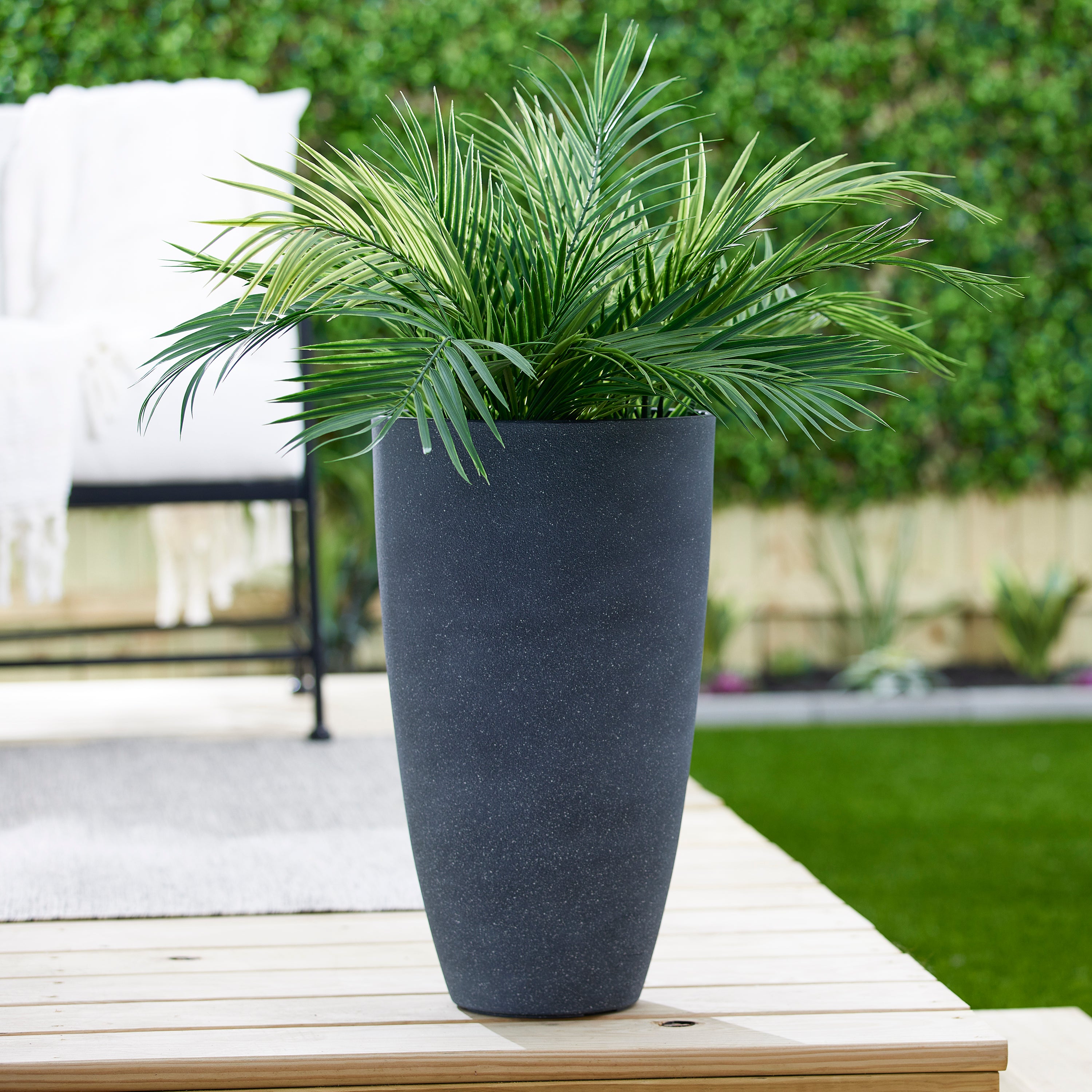 Algreen Acerra Composite Tall Vase Planter Pot, Gray Stucco (Damaged)