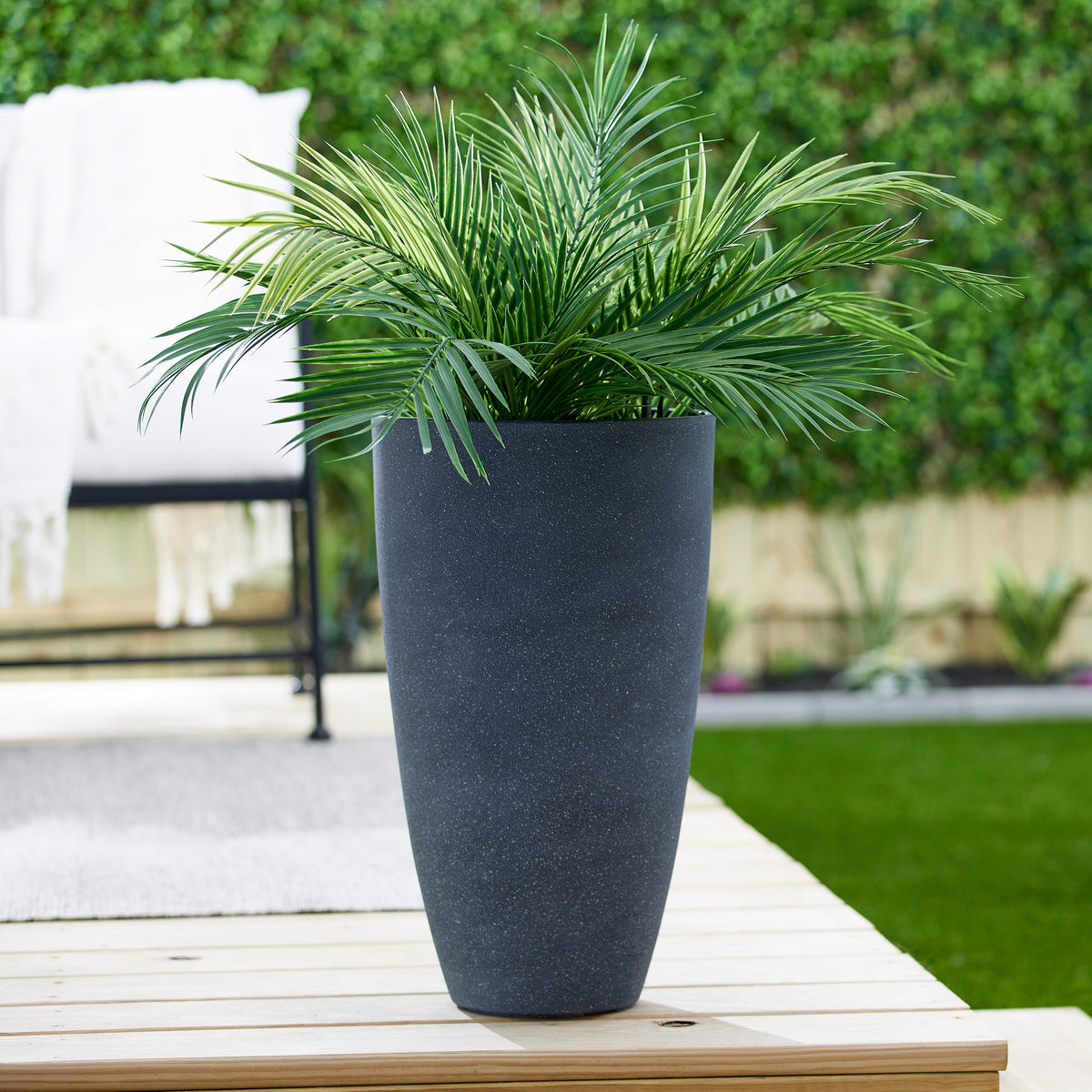 Algreen Weather Resistant Composite Tall Vase Planter, Gray Stucco (Open Box) - VMInnovations