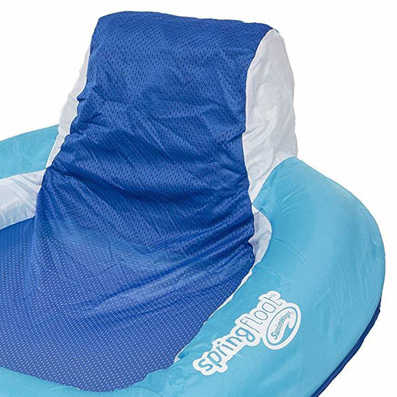 SwimWays Spring Float Inflatable Recliner Pool Lounger, Light/Dark Blue (2 Pack)