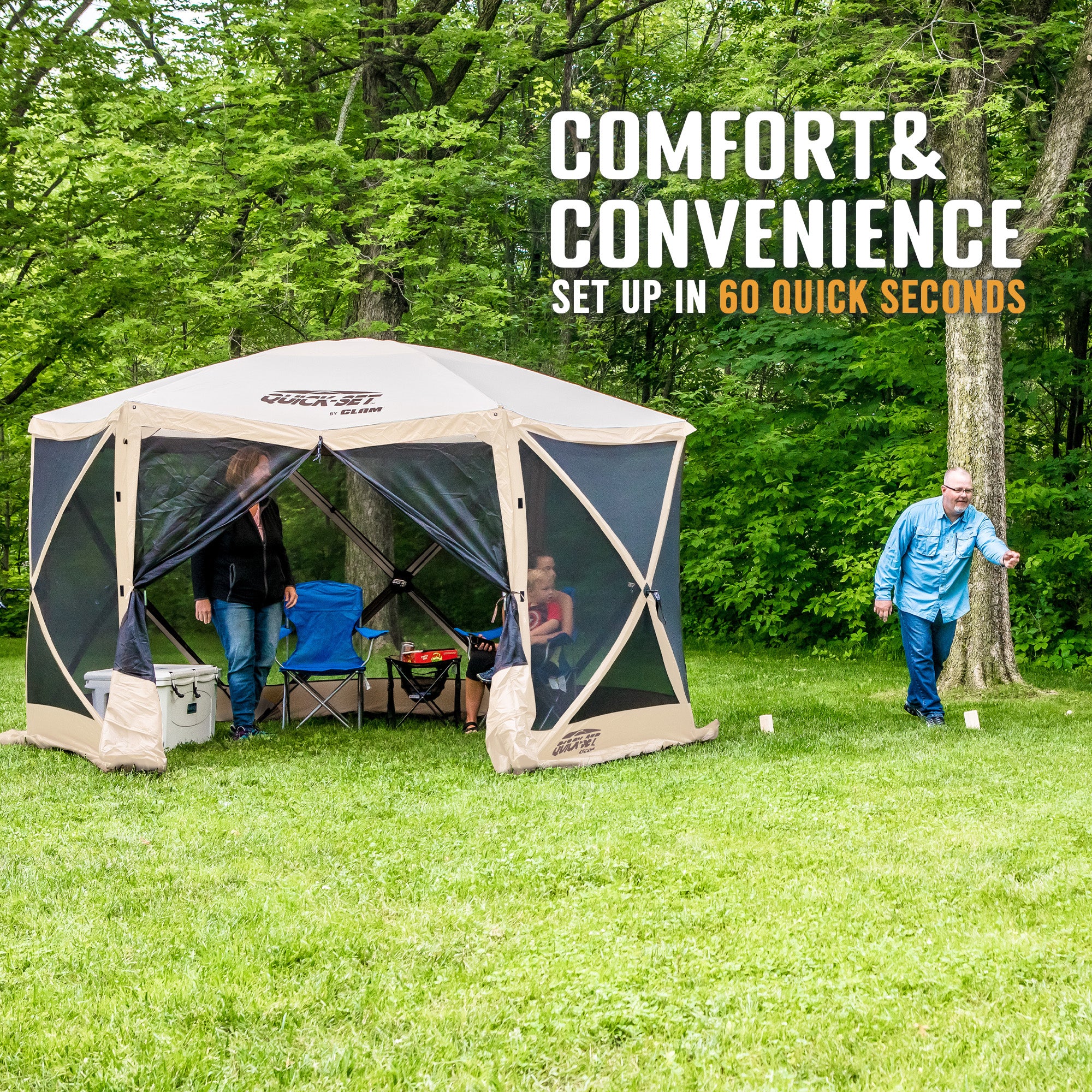 CLAM Quick Set Escape Portable Canopy Shelter and 6 Pack of Wind and Sun Panels - VMInnovations
