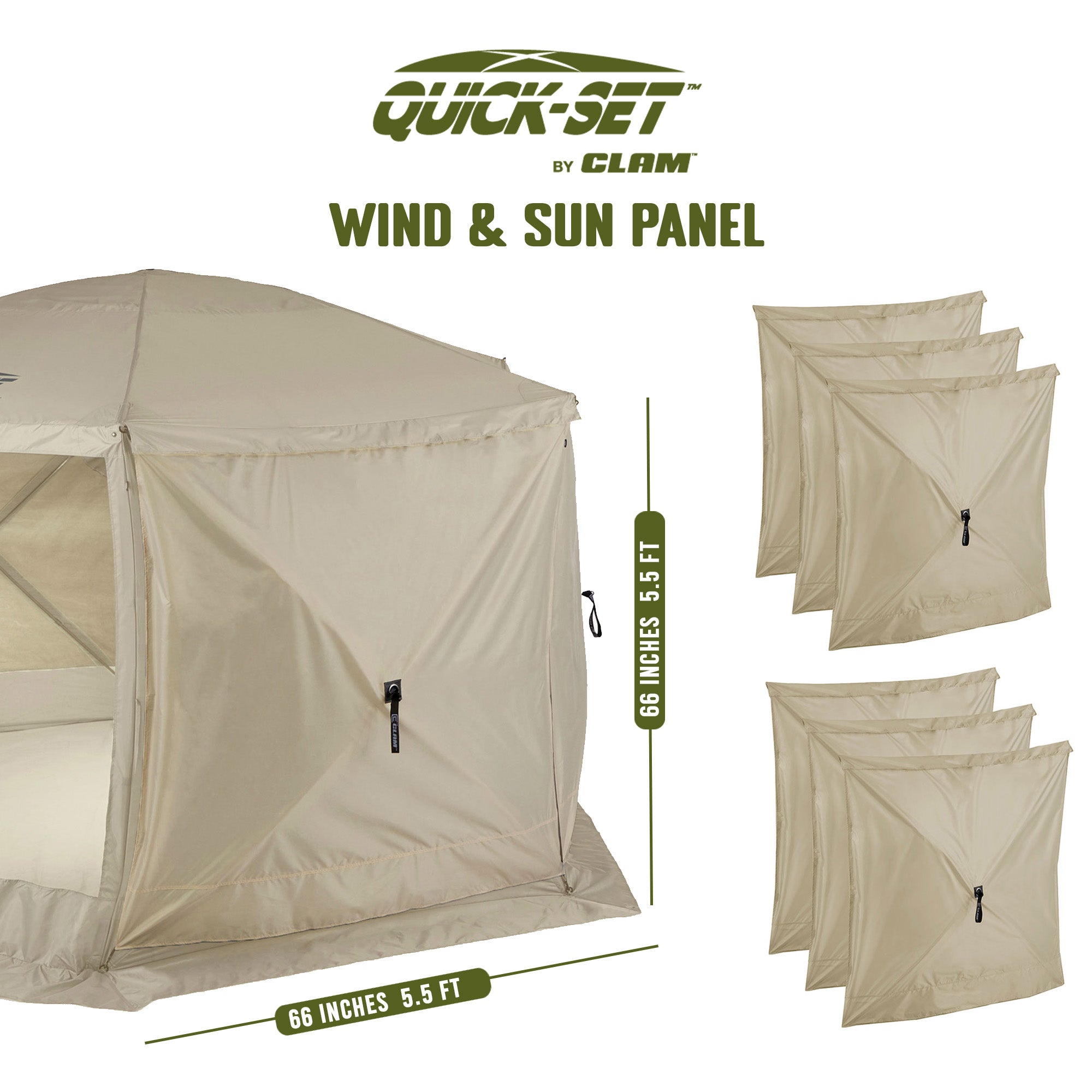 CLAM Quick Set Escape Portable Canopy Shelter and 6 Pack of Wind and Sun Panels - VMInnovations