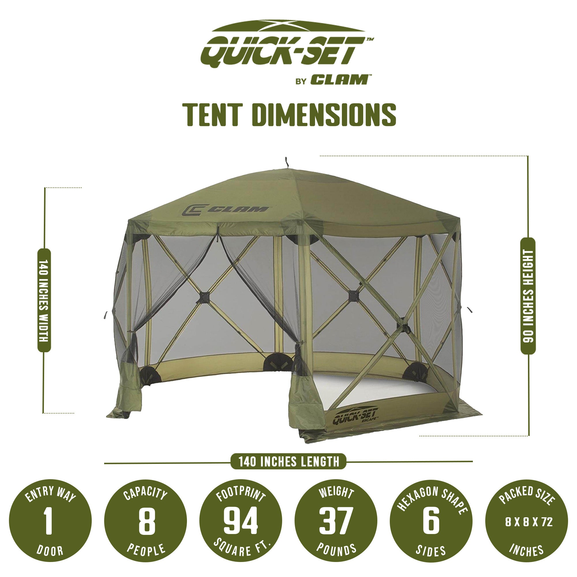 Clam Quick Set Escape Portable Canopy Shelter with Wind and Sun Panels (4 pack) - VMInnovations