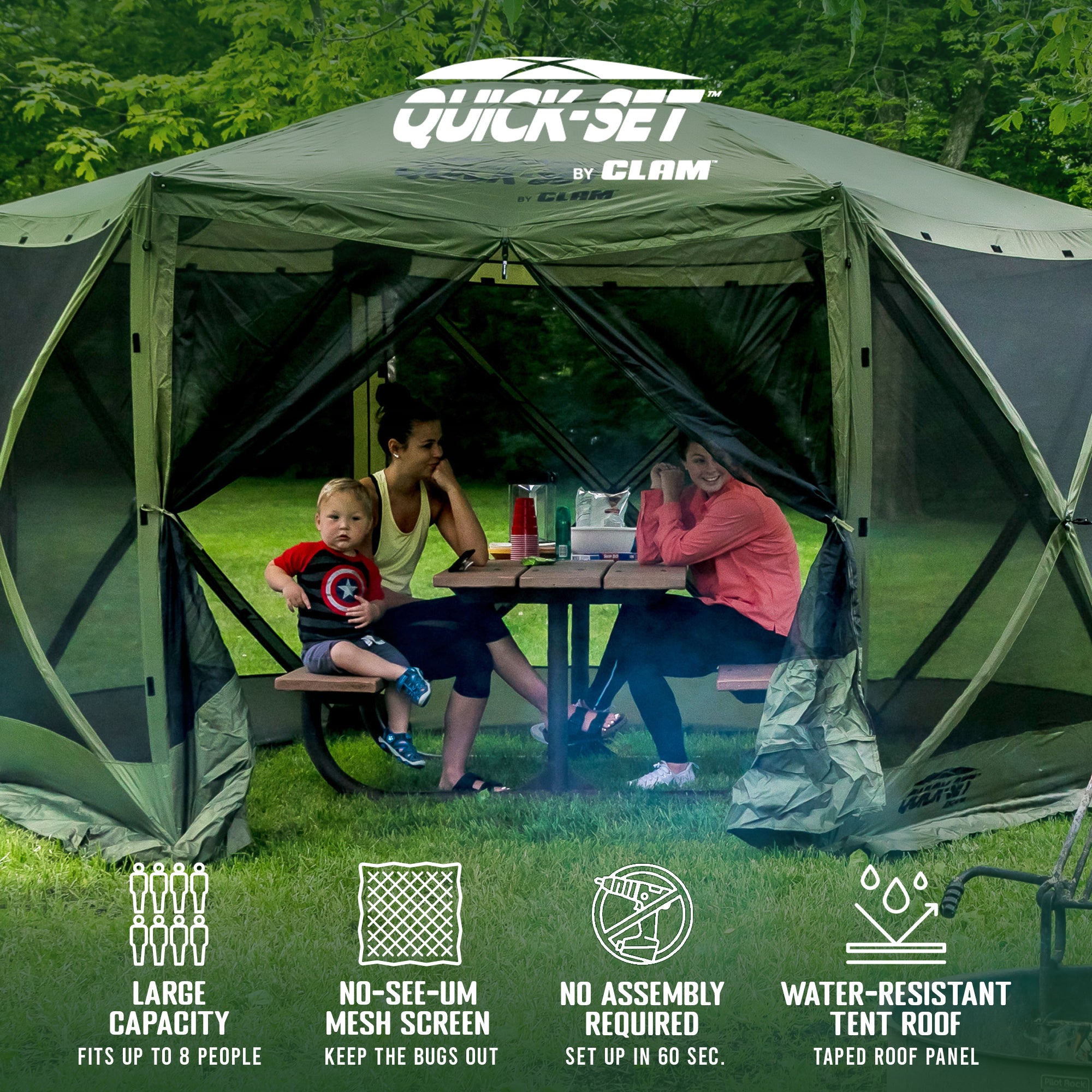 Clam Quick Set Escape Portable Canopy Shelter with Wind and Sun Panels (4 pack) - VMInnovations