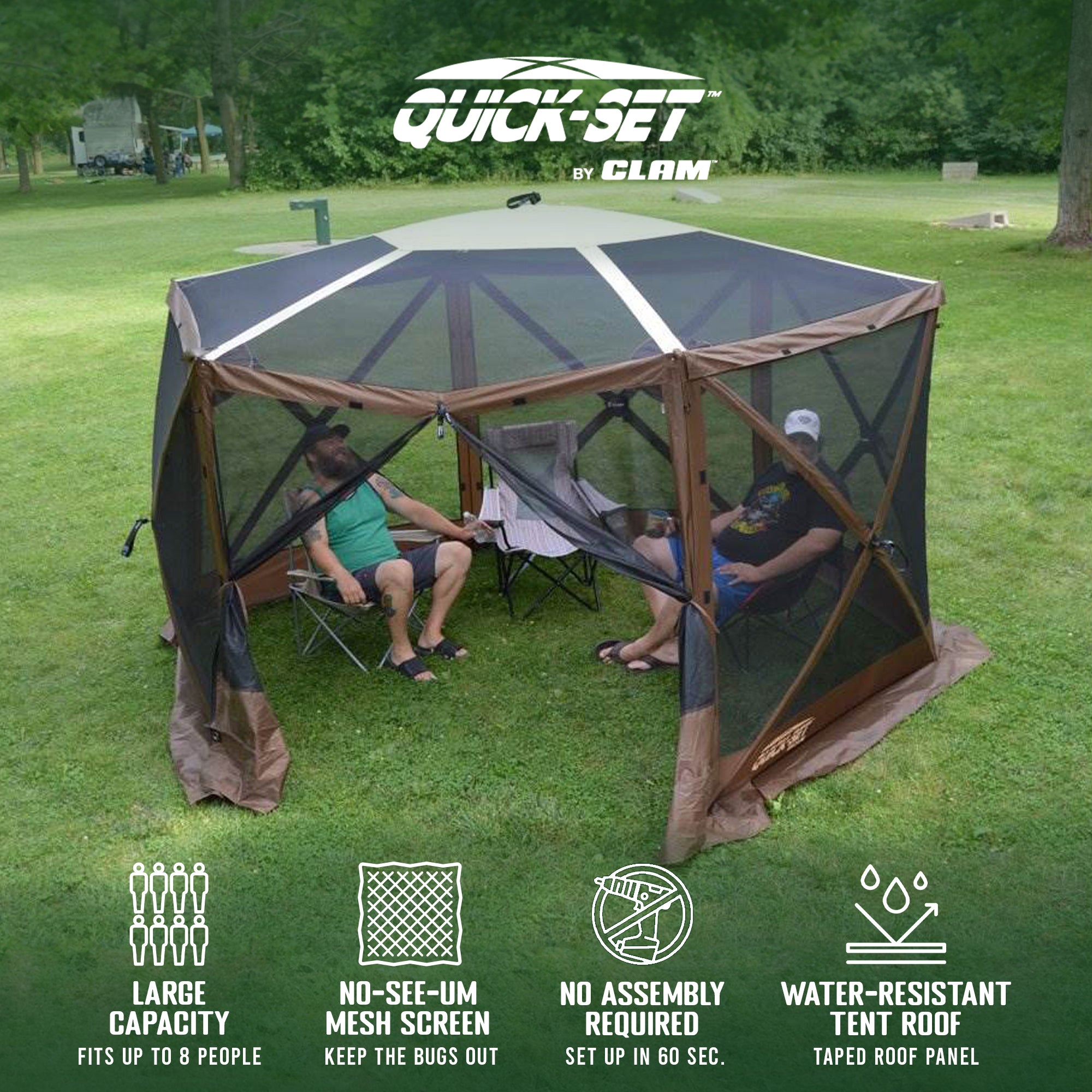 Clam Quick Set Escape Sky Screen Portable Gazebo, Wind and Sun Panel, Rain Fly