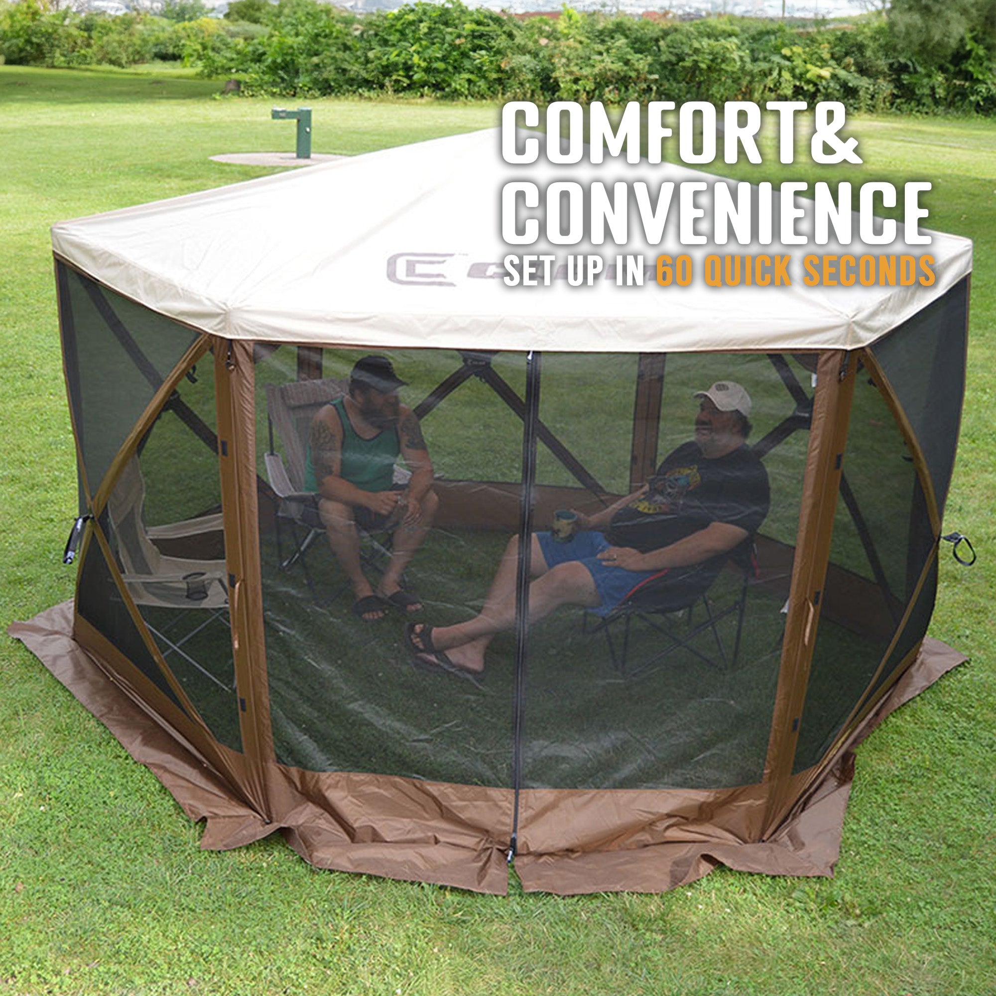 Clam Quick Set Escape Sky Screen Portable Gazebo, Wind and Sun Panel, Rain Fly