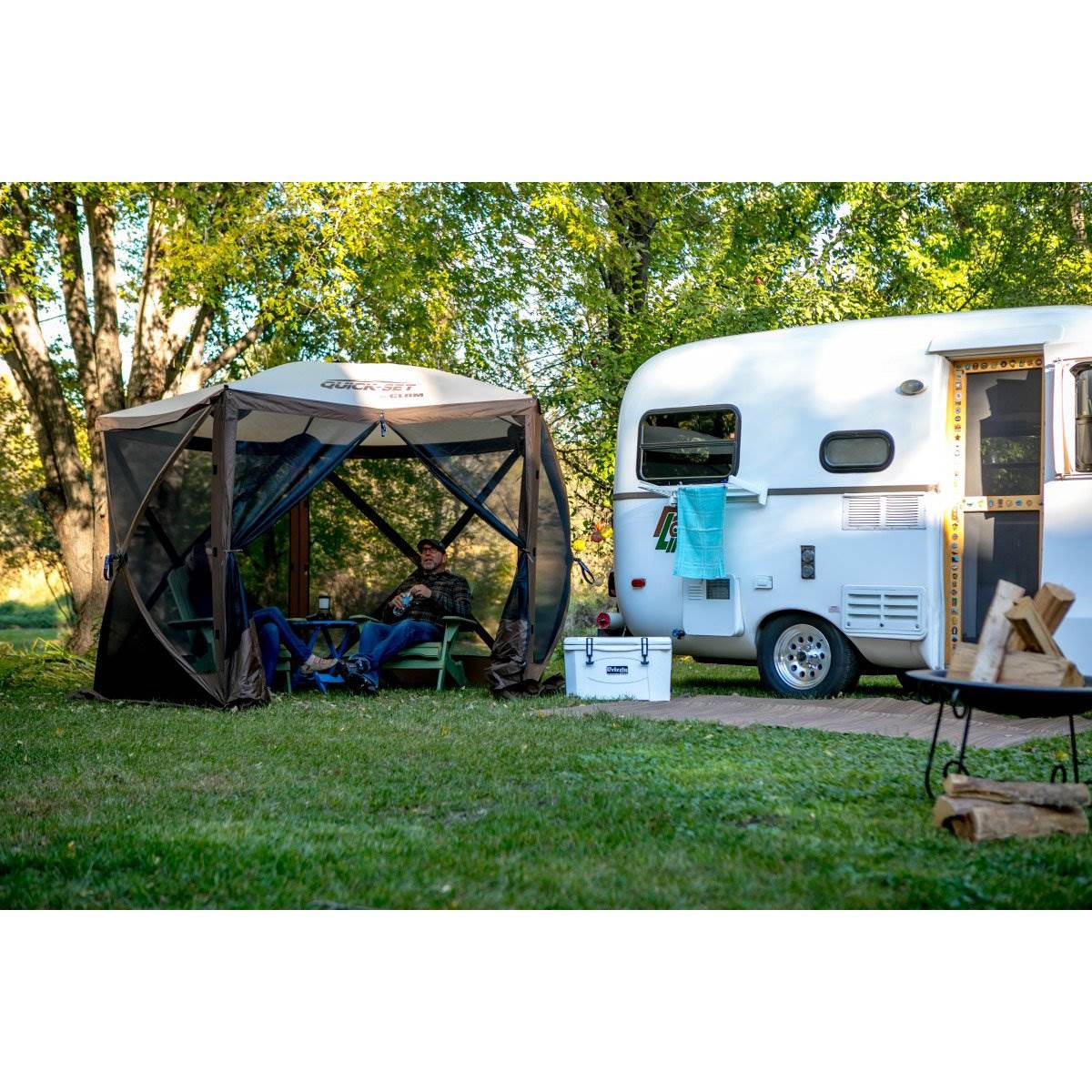 Clam QuickSet Venture Portable Outdoor Gazebo Canopy Shelter, Brown (2 Pack)