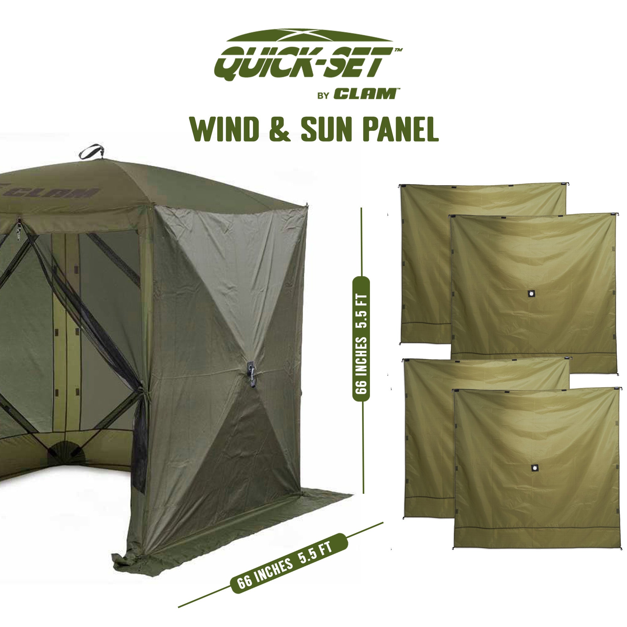 Clam Quick-Set Traveler Outdoor Screen Shelter w/Wind Panels (4 Pack), Green - VMInnovations