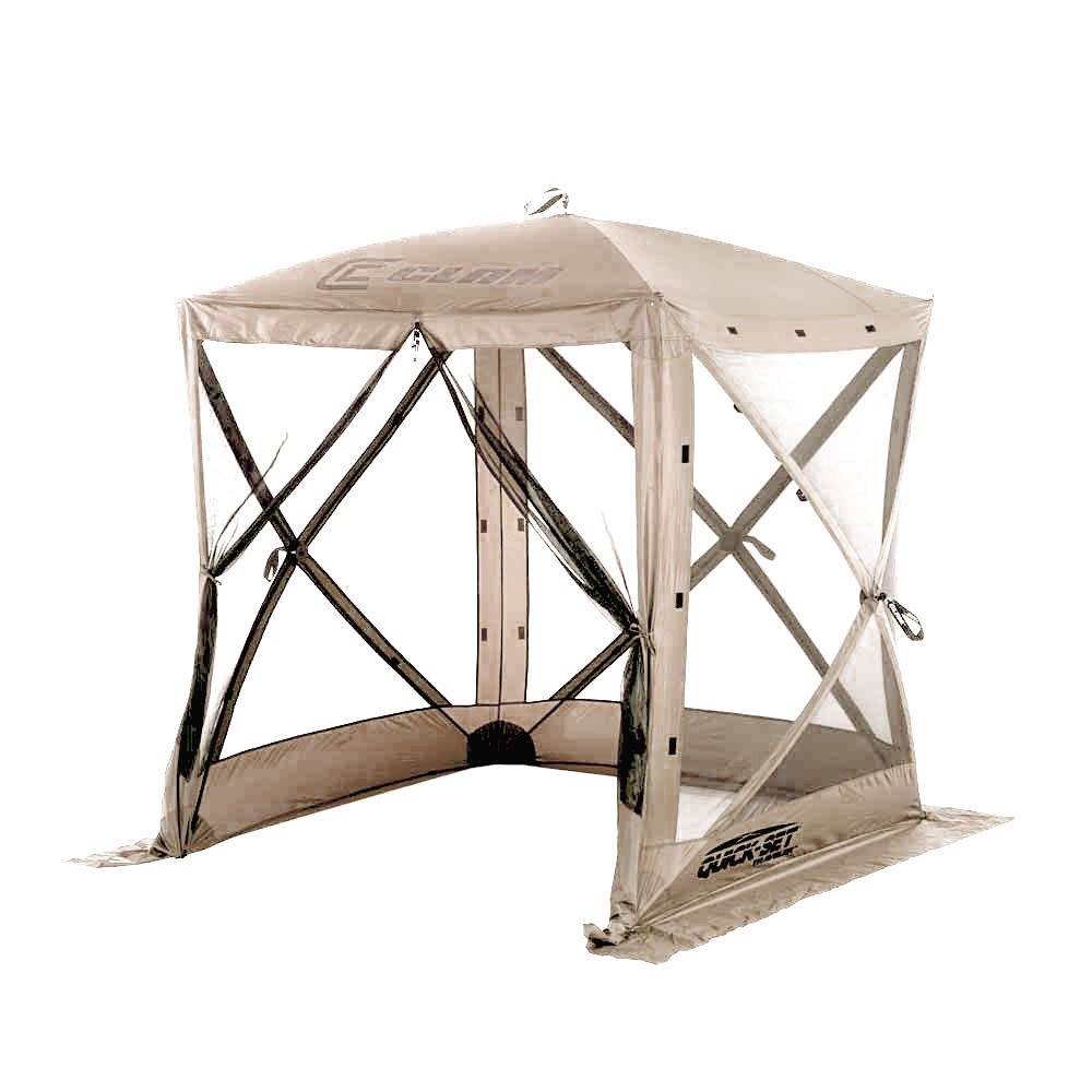 Clam Quick-Set Traveler Portable Outdoor Screened Canopy Shelter, Tan (2 Pack) - VMInnovations