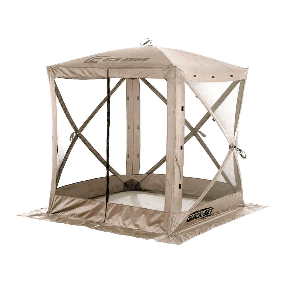 Clam Quick-Set Traveler Portable Outdoor Screened Canopy Shelter, Tan (2 Pack) - VMInnovations