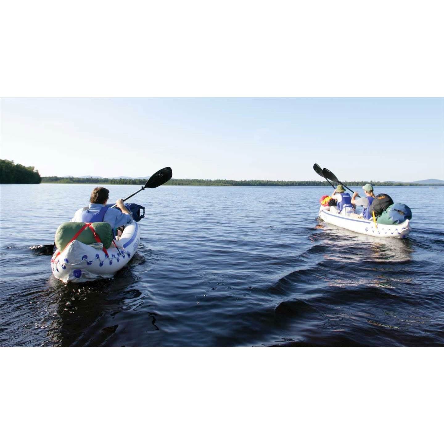 Sea Eagle Pro 3 Person Inflatable Kayak, Paddles, and 2 Reflex Life Jackets, M/L