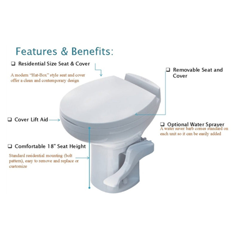 Thetford 42169 Aqua Magic Modern Style Lightweight Residential Sized RV Toilet