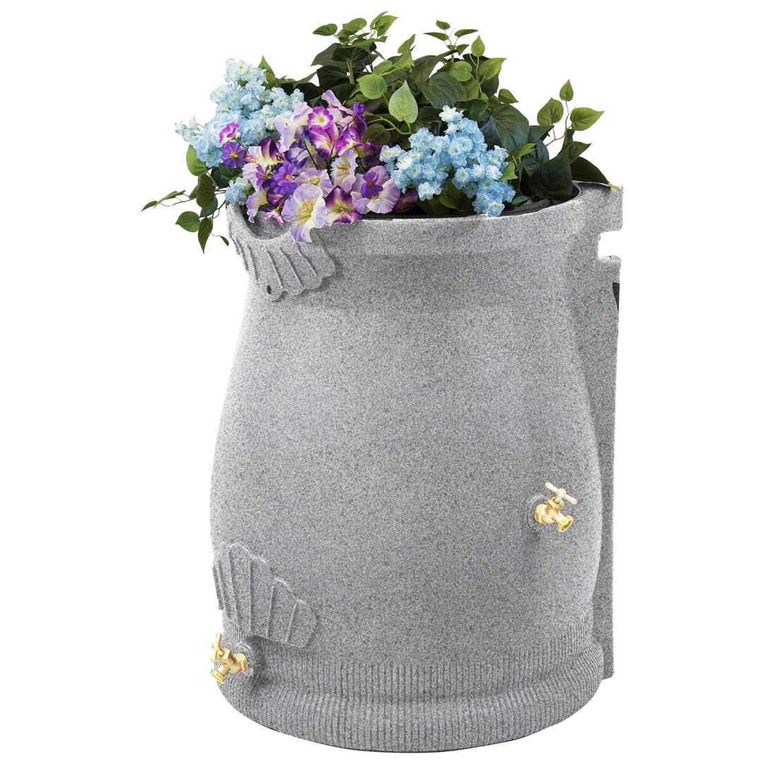 Good Ideas RWURN50-LIG 50 Gallon Rain Saver Wizard Barrel Urn, Light Granite - VMInnovations