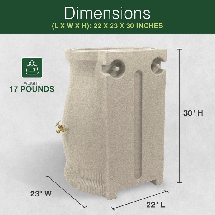 Good Ideas Rain Wizard 50 Gallon Plastic Rain Barrel Urn, Sandstone (2 Pack) - VMInnovations