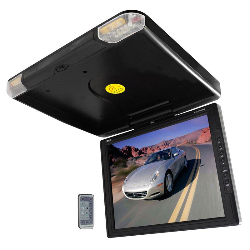 Pyle 14" TFT Flipdown Car Ceiling TV Video Monitor w/ Wireless Remote (2 Pack)