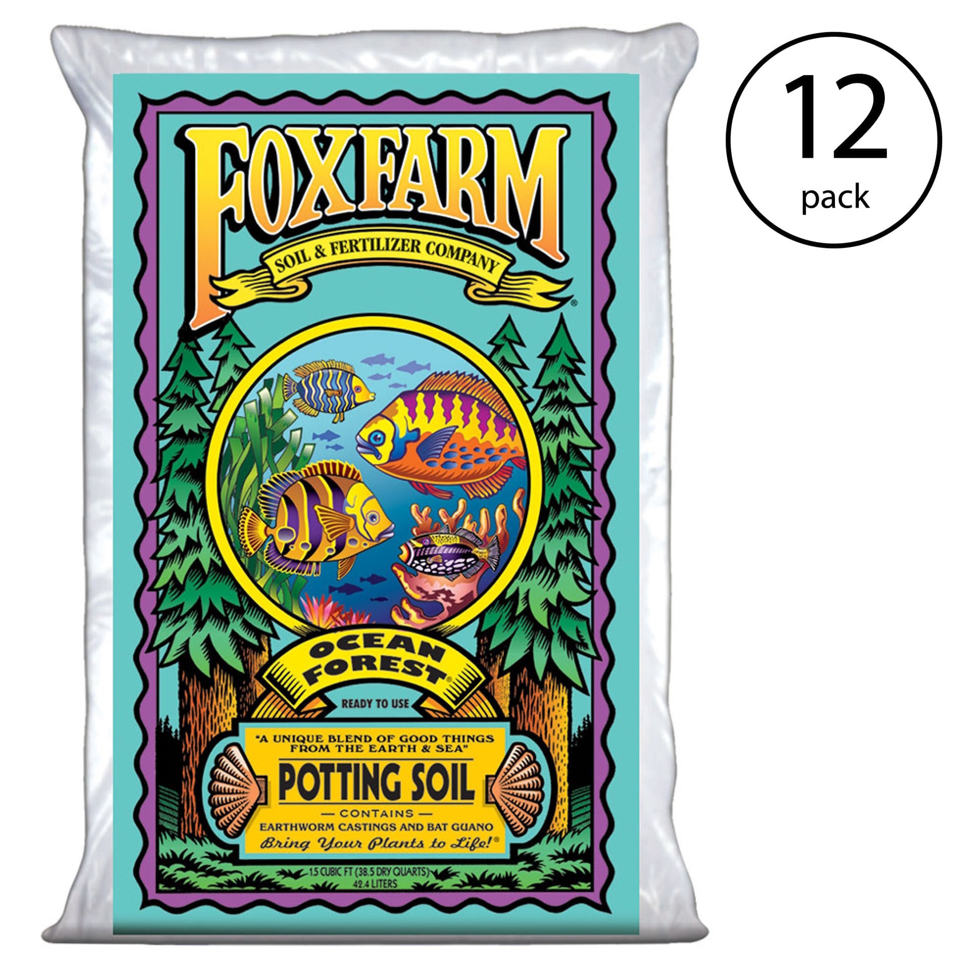 FoxFarm FX14000 Ocean Forest Plant Garden Potting Soil Mix 40 pounds (12 Pack) - VMInnovations