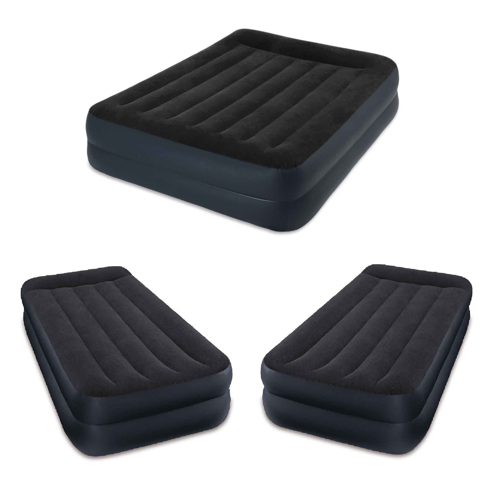 Intex Queen Air Mattress w/ Built In Pump & Twin Air Mattress w/ Pump, (2 Pack) - VMInnovations