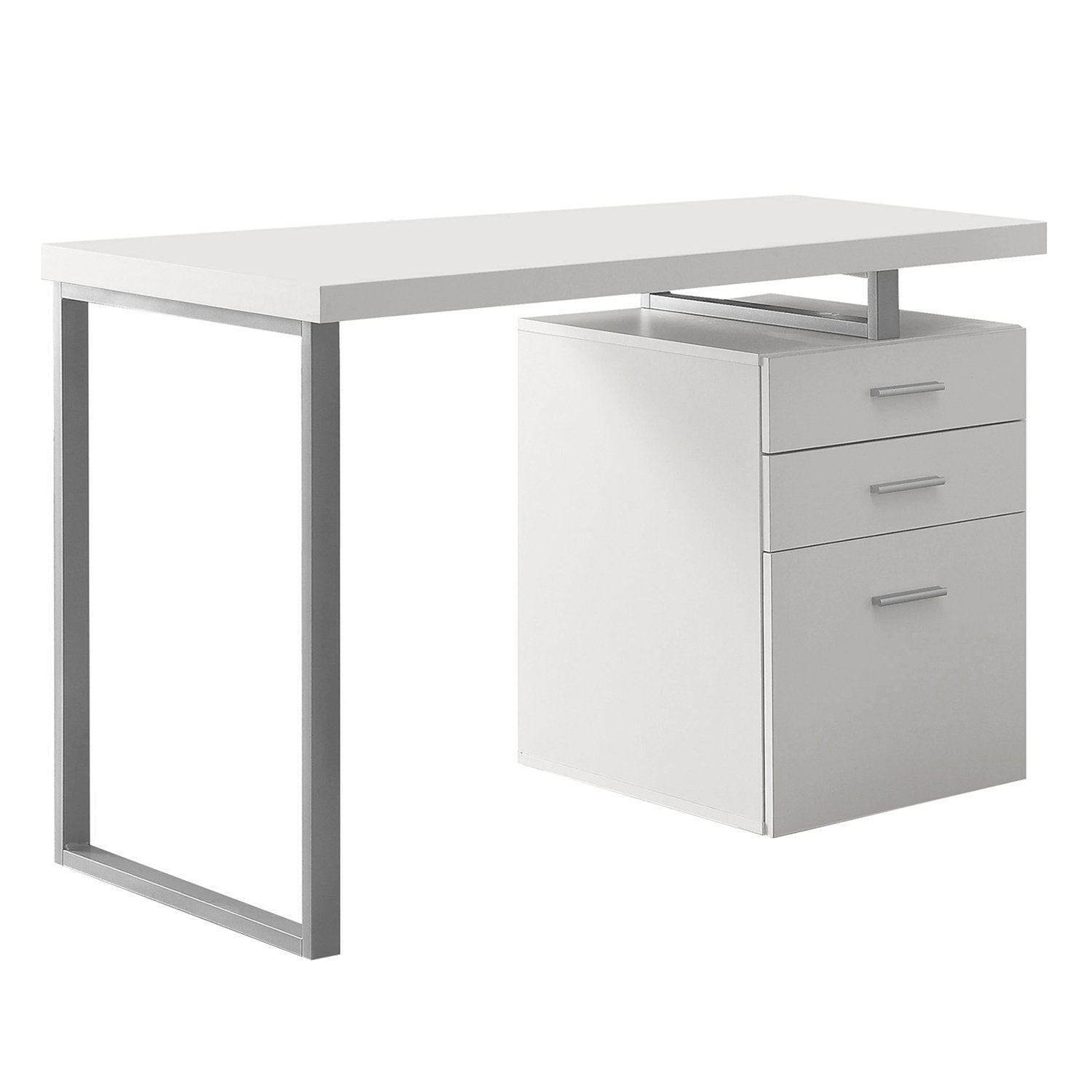 Monarch Specialties 48" Contemporary Reversible Set Up Desk, White (2 Pack)