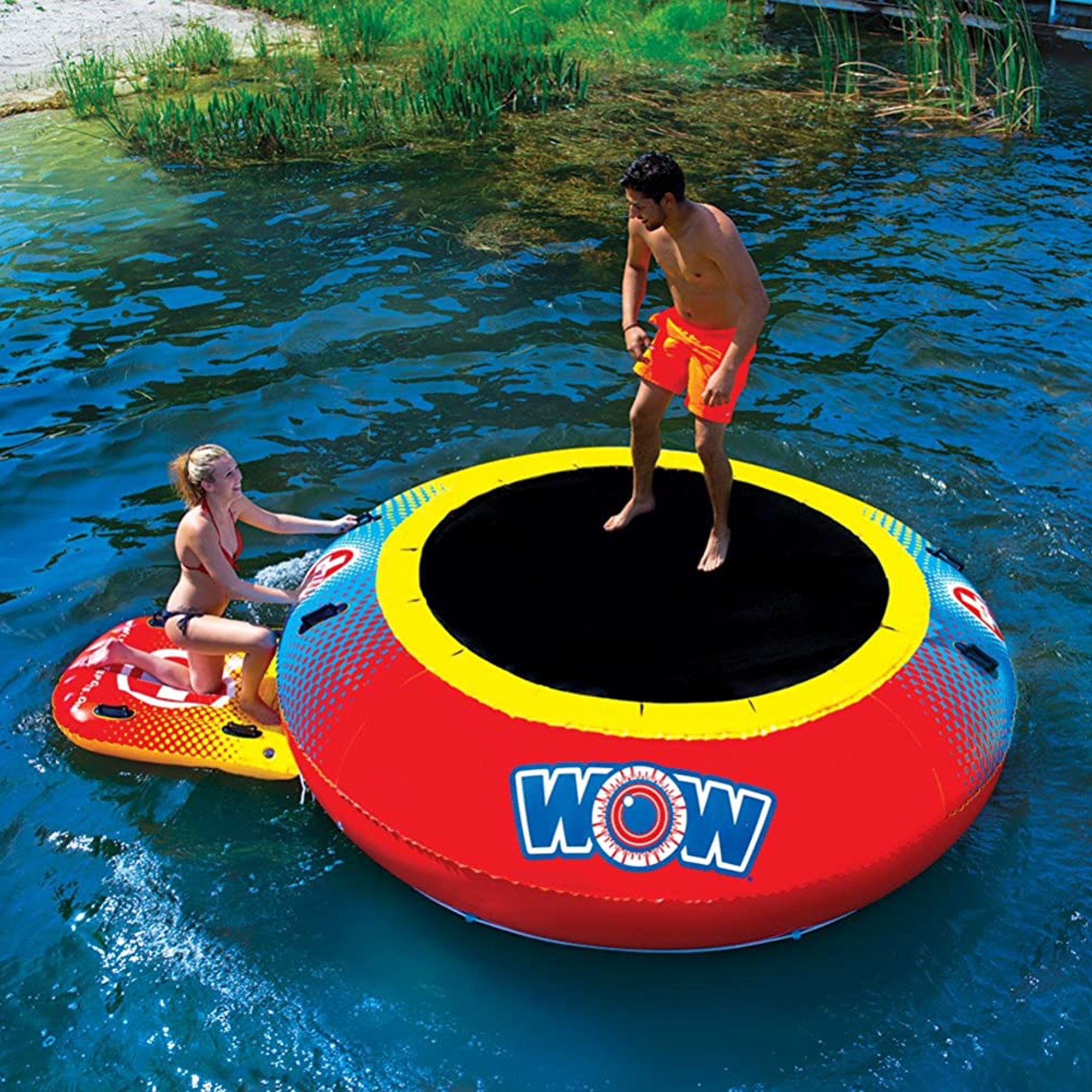 WOW Watersports Freestanding 5 Rail Towel Rack and 10 Foot Trampoline Bouncer