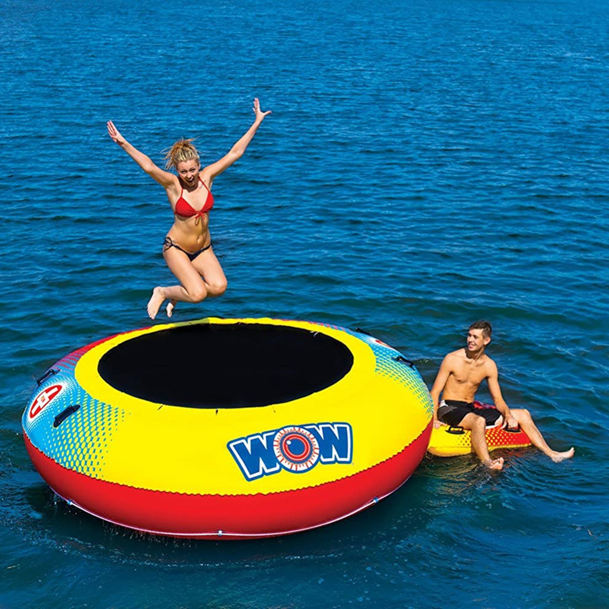 WOW Watersports Freestanding 5 Rail Towel Rack and 10 Foot Trampoline Bouncer