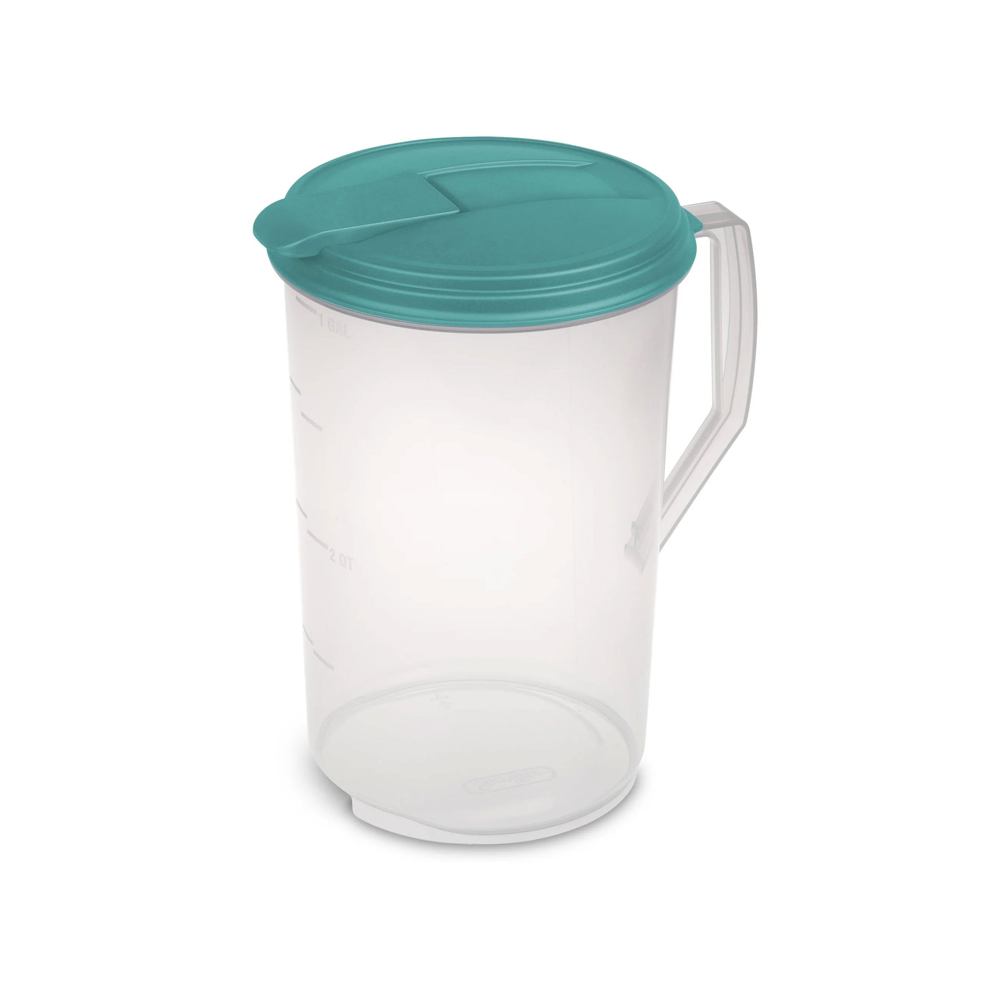 Sterilite 1-Gallon Round Plastic Pitcher and Spout, Clear w/ Color Lid (12 Pack)