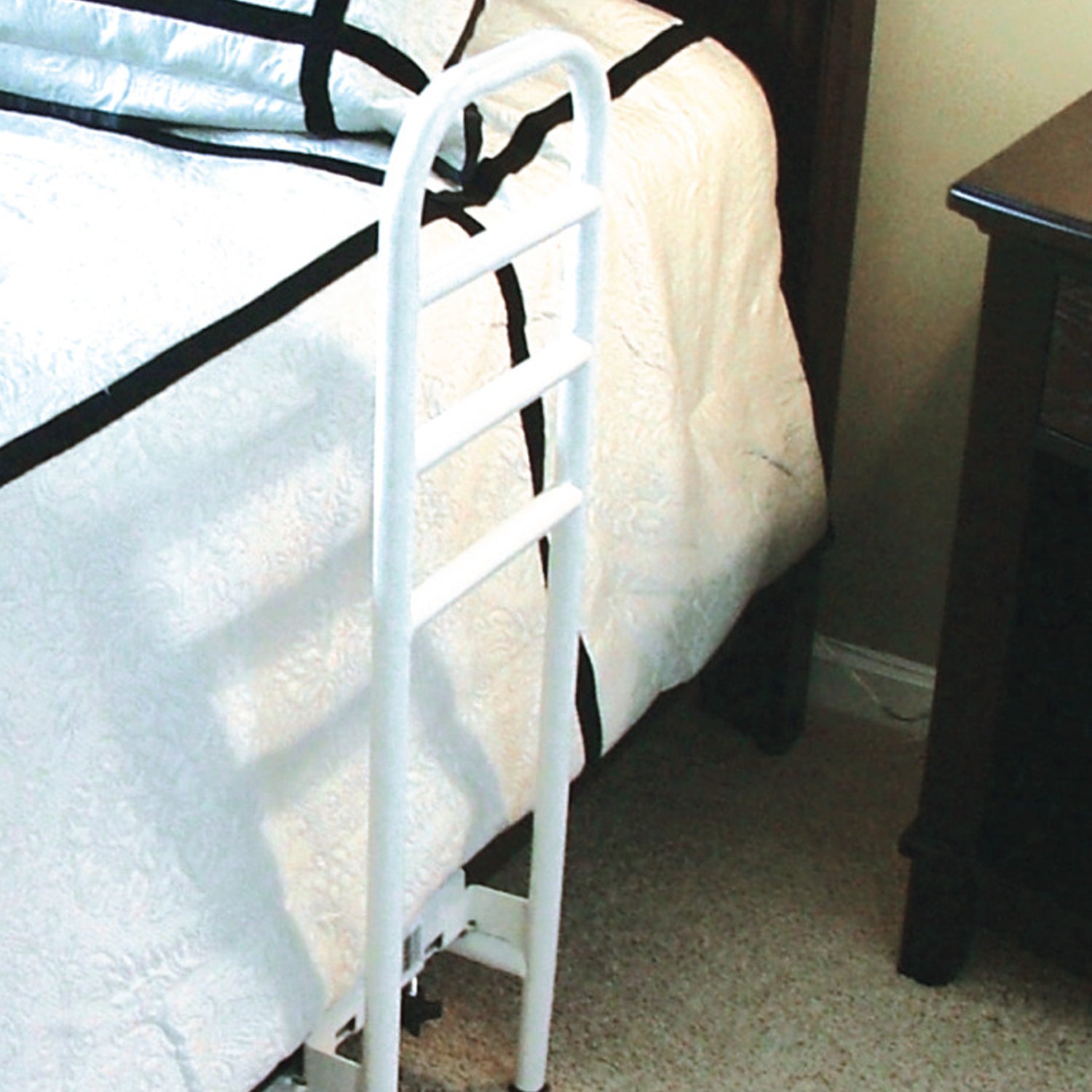 Drive Medical 15065R-1 Adjustable Height Steel Tube Home Bed Side Helper, White - VMInnovations