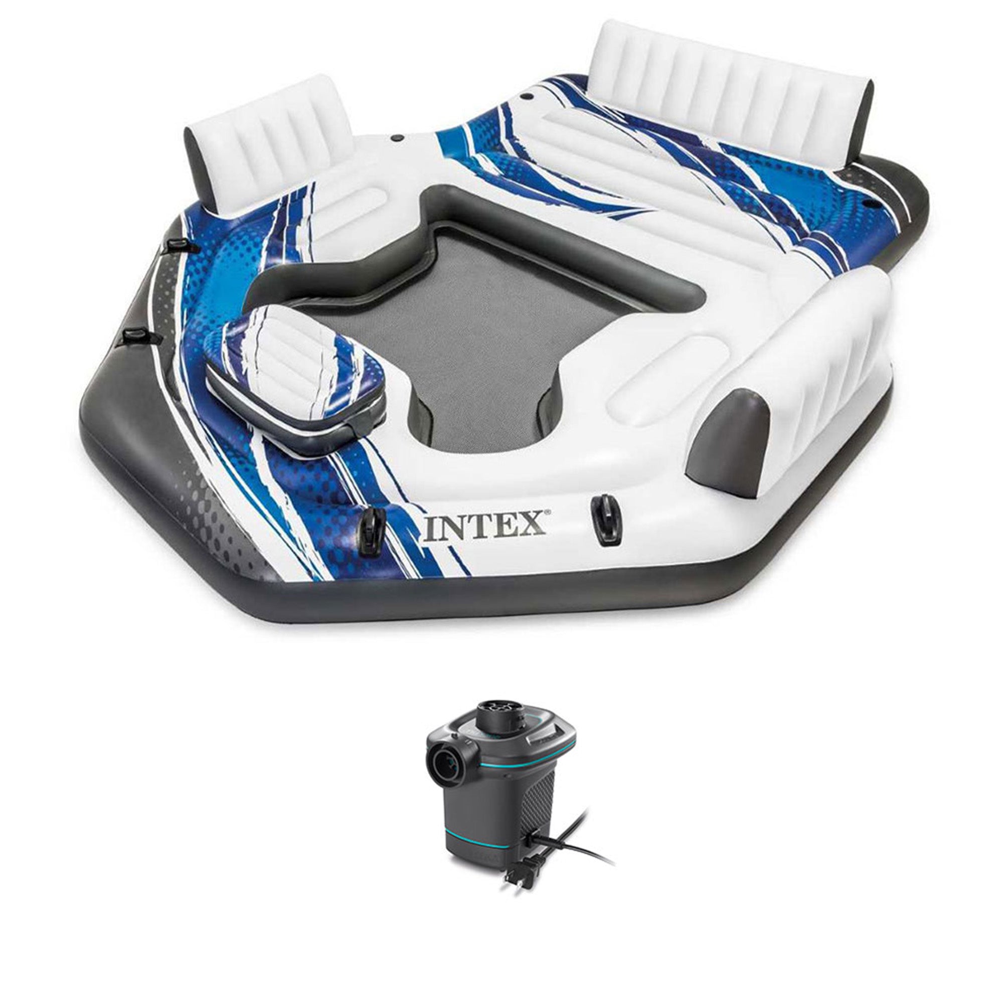Intex Adult 5 Seat Pool Float w/ Quick Fill AC Electric Air Pump - VMInnovations