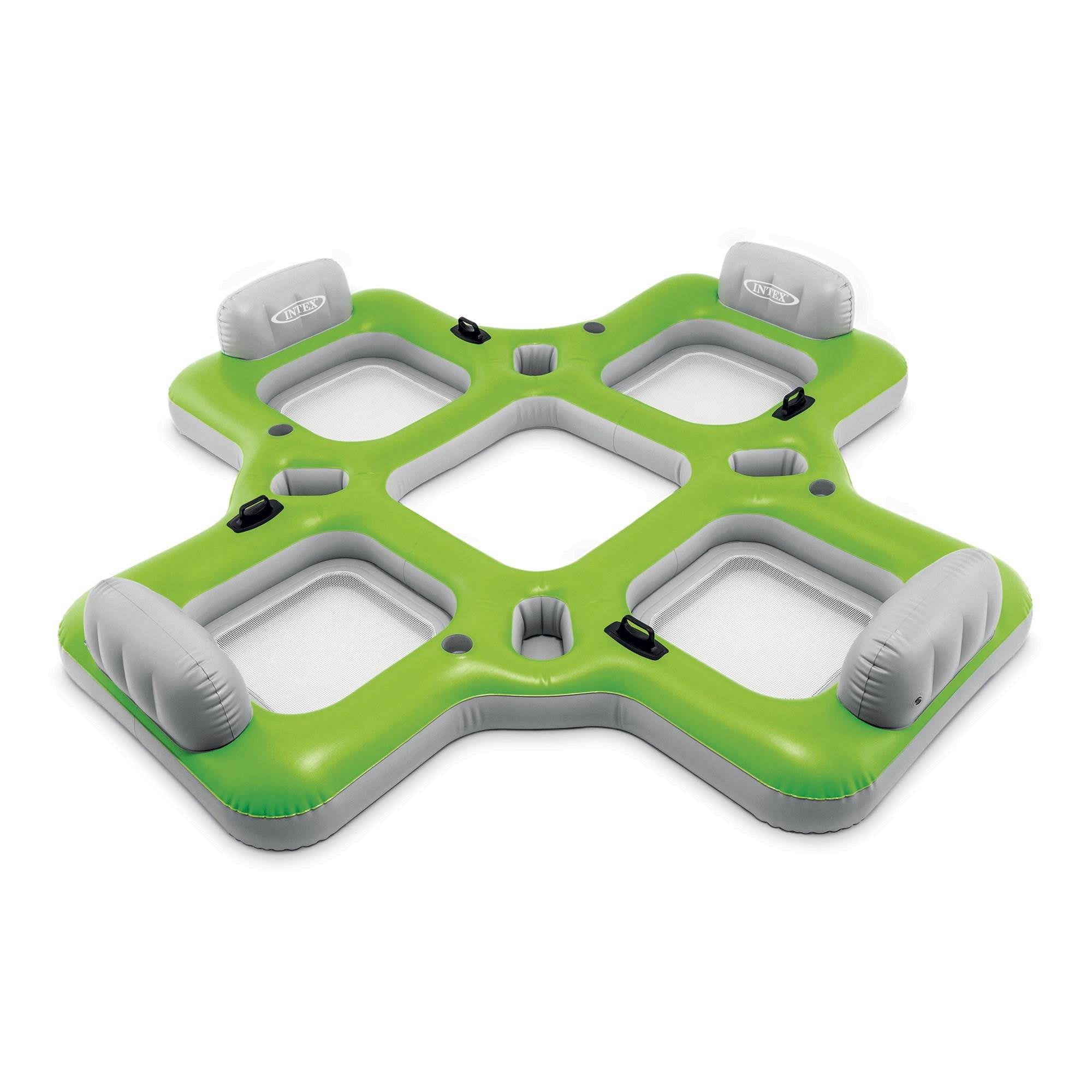 Intex Lounge Island Inflatable 4 Seat Pool Float Raft + AC Electric Air Pump