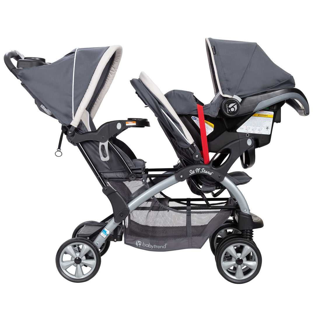 Baby Trend Sit N Stand Baby Double Stroller & 2 Infant Car Seat Combo, Magnolia - VMInnovations