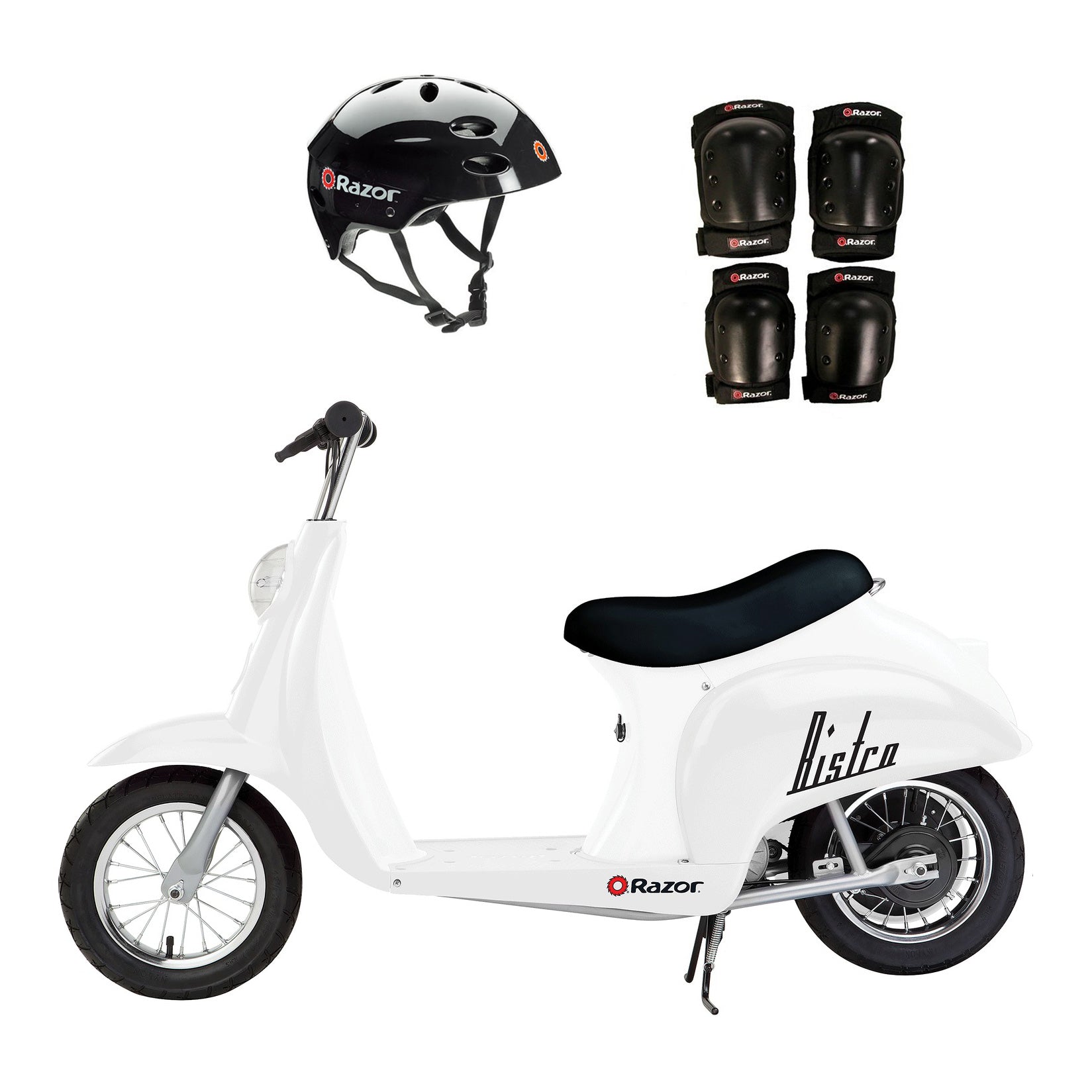 Razor Pocket Mod 24V Electric Retro Scooter, Kids Helmet, & Elbow & Knee Pads