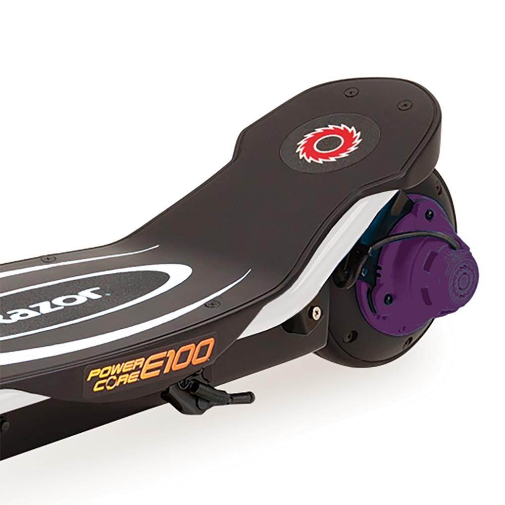 Razor Power Core E100 Kids Ride On Electric Motor Scooter w/Youth Helmet, Purple